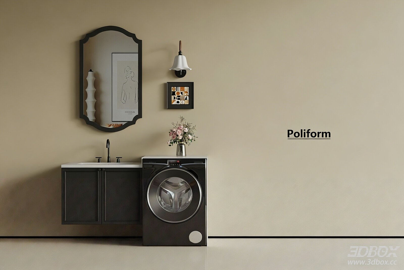 French Style Bathroom Vanity with Washing Machine Set