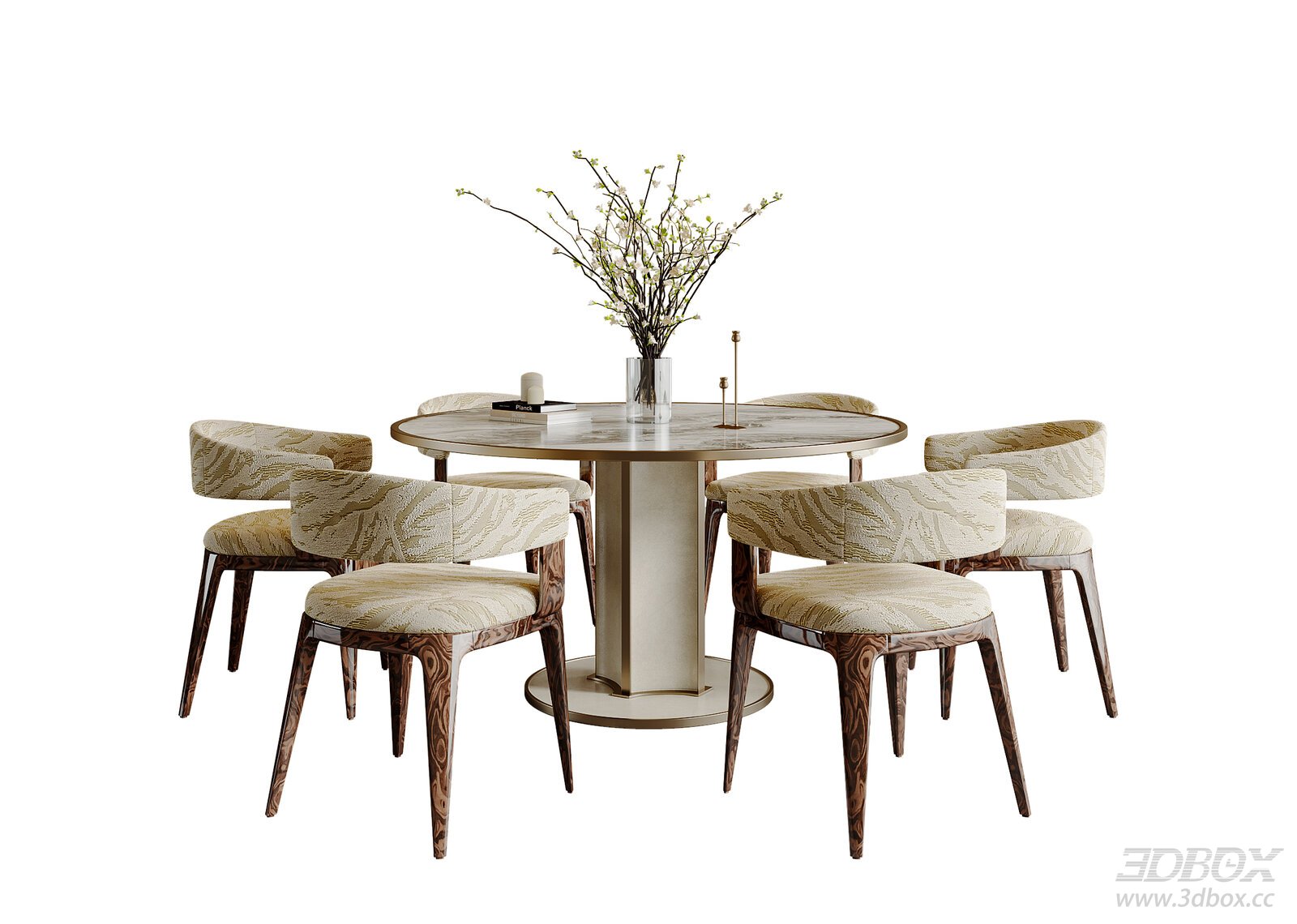 Modern Luxury Round Marble Dining Table and Chairs Set