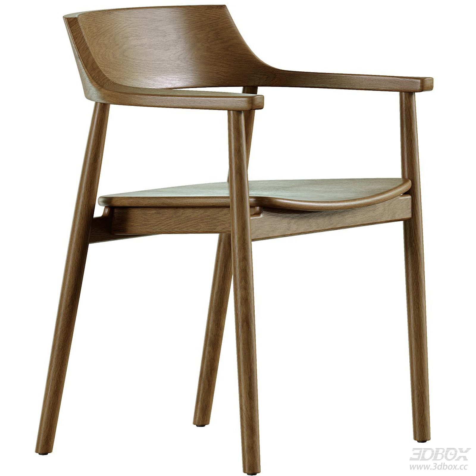 Modern Wooden Armrest Dining Chair Scandinavian Style