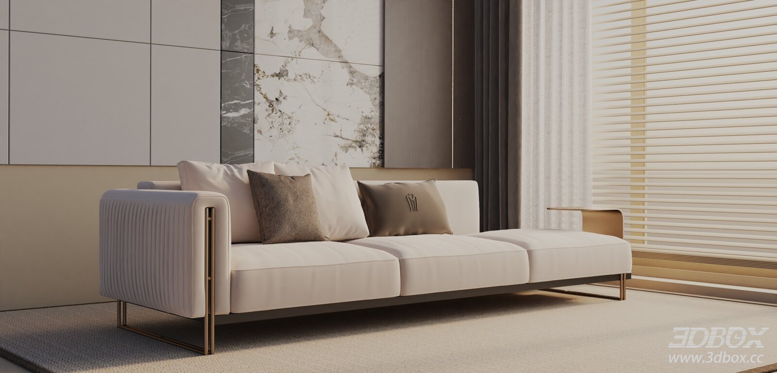 Modern Luxury Fabric Sofa Set with Metal Frame
