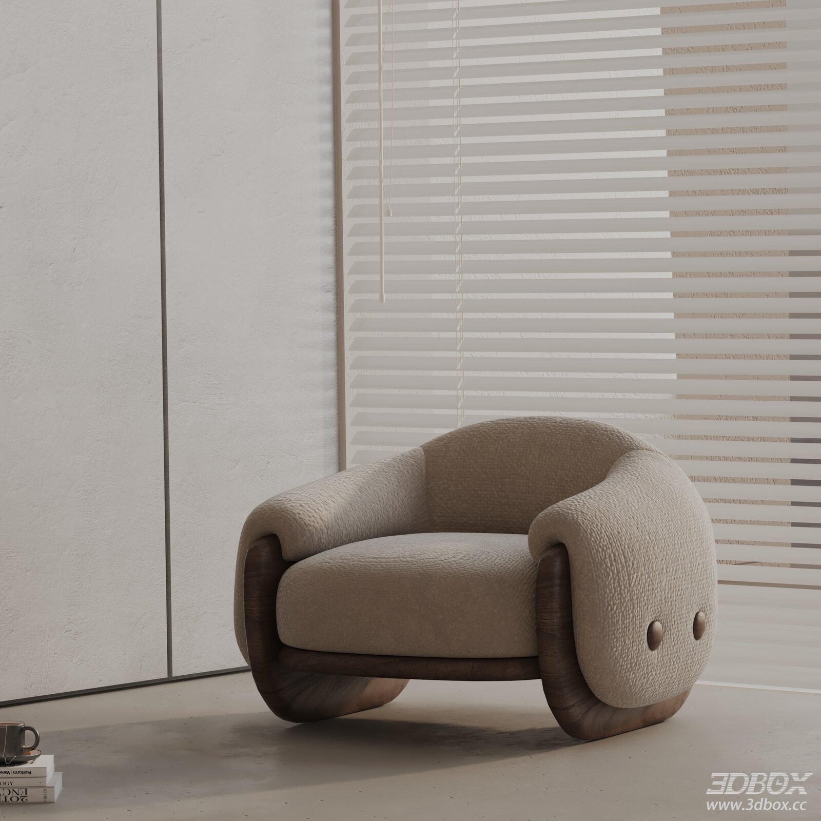 Modern Fabric Upholstered Wooden Frame Armchair