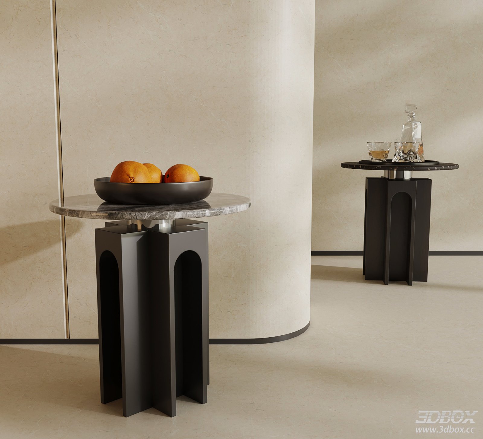 Modern Round Marble Top Side Table