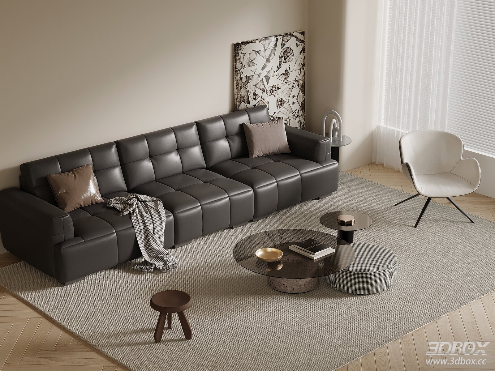 Modern Italian Style Leather Sofa Coffee Table Living Room Set