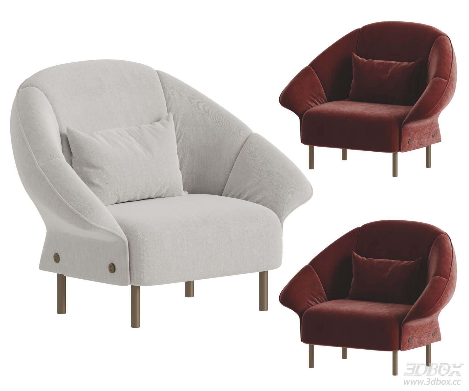 Modern Fabric Velvet Single Armchair with Metal Legs