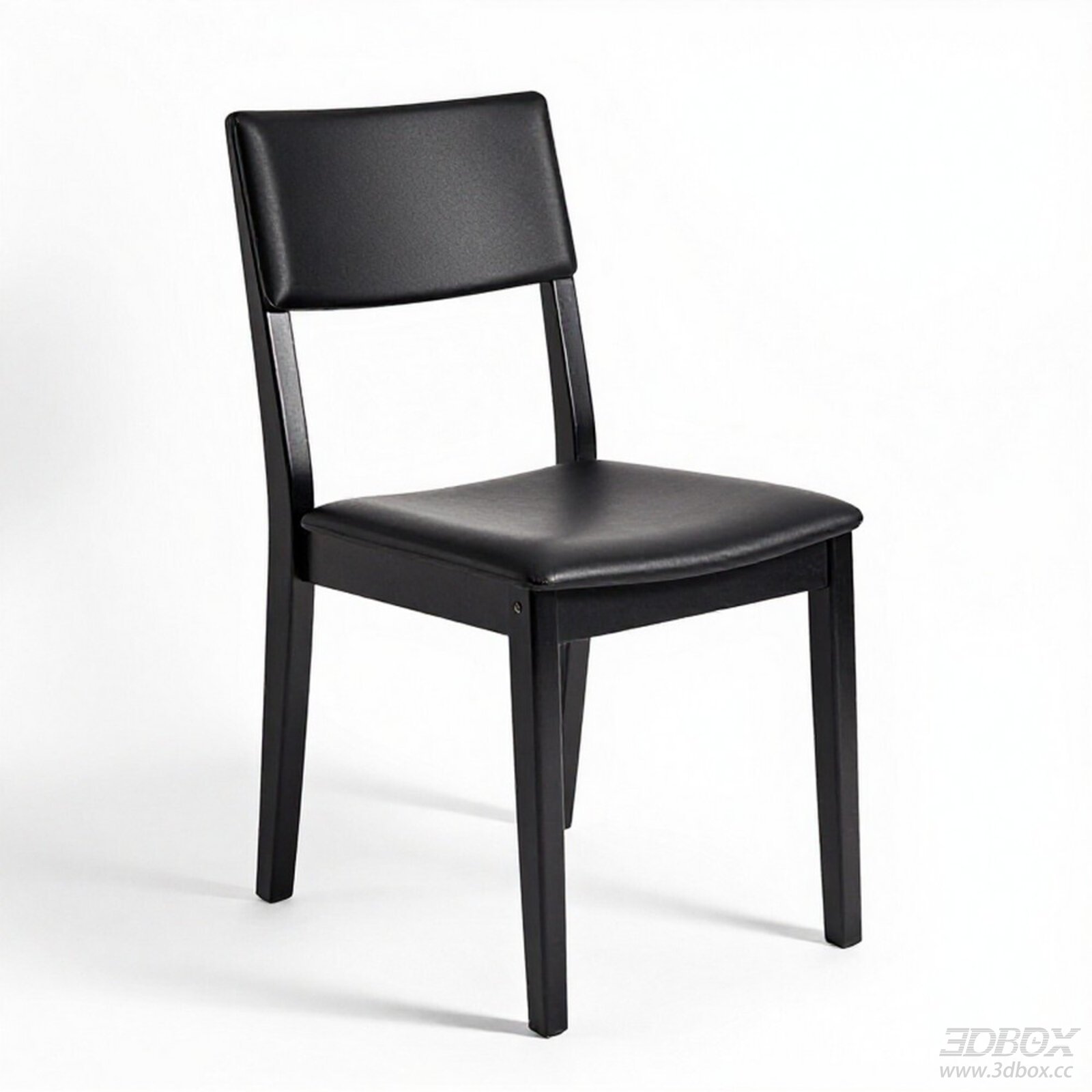 Modern Black Leather Upholstered Wooden Dining Chair