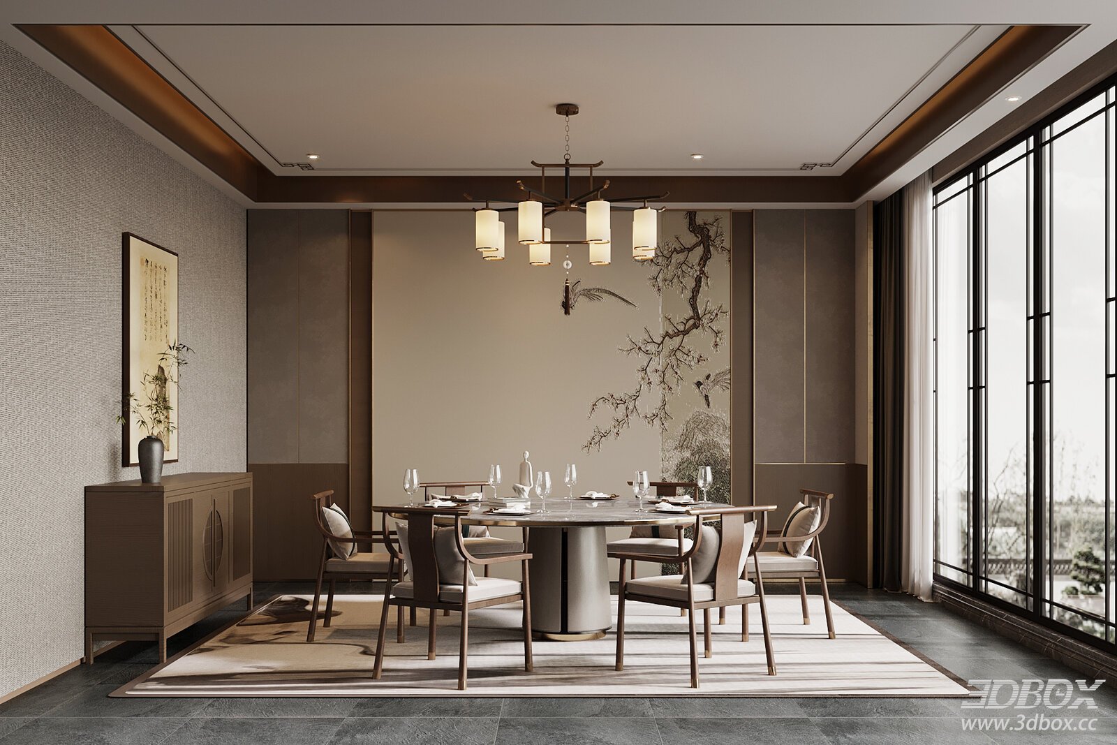 New Chinese Style Private Dining Room Scene