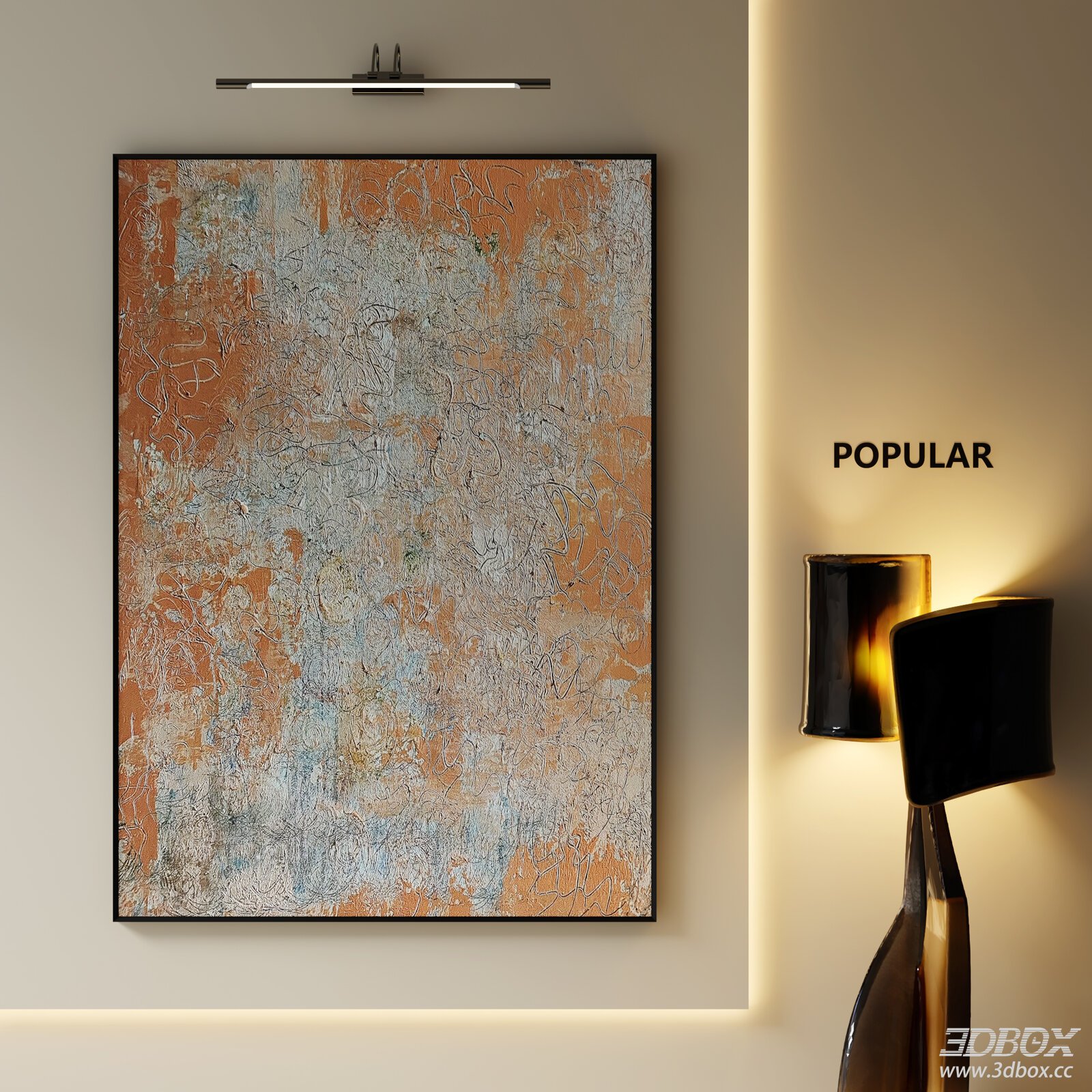 Wabi Sabi Abstract Textured Wall Art Decor Frame