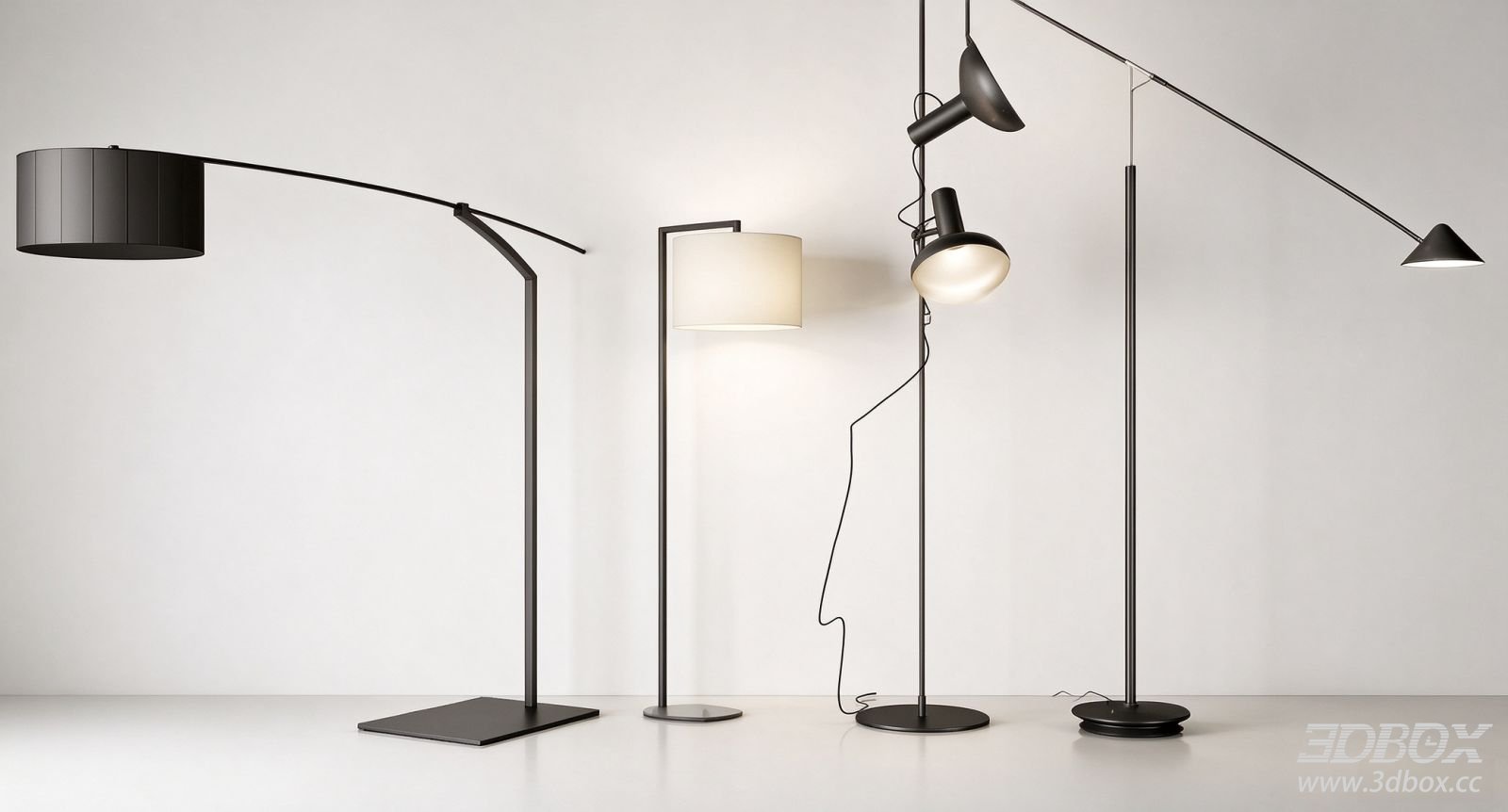 Modern Minimalist Black Metal Floor Lamp Set