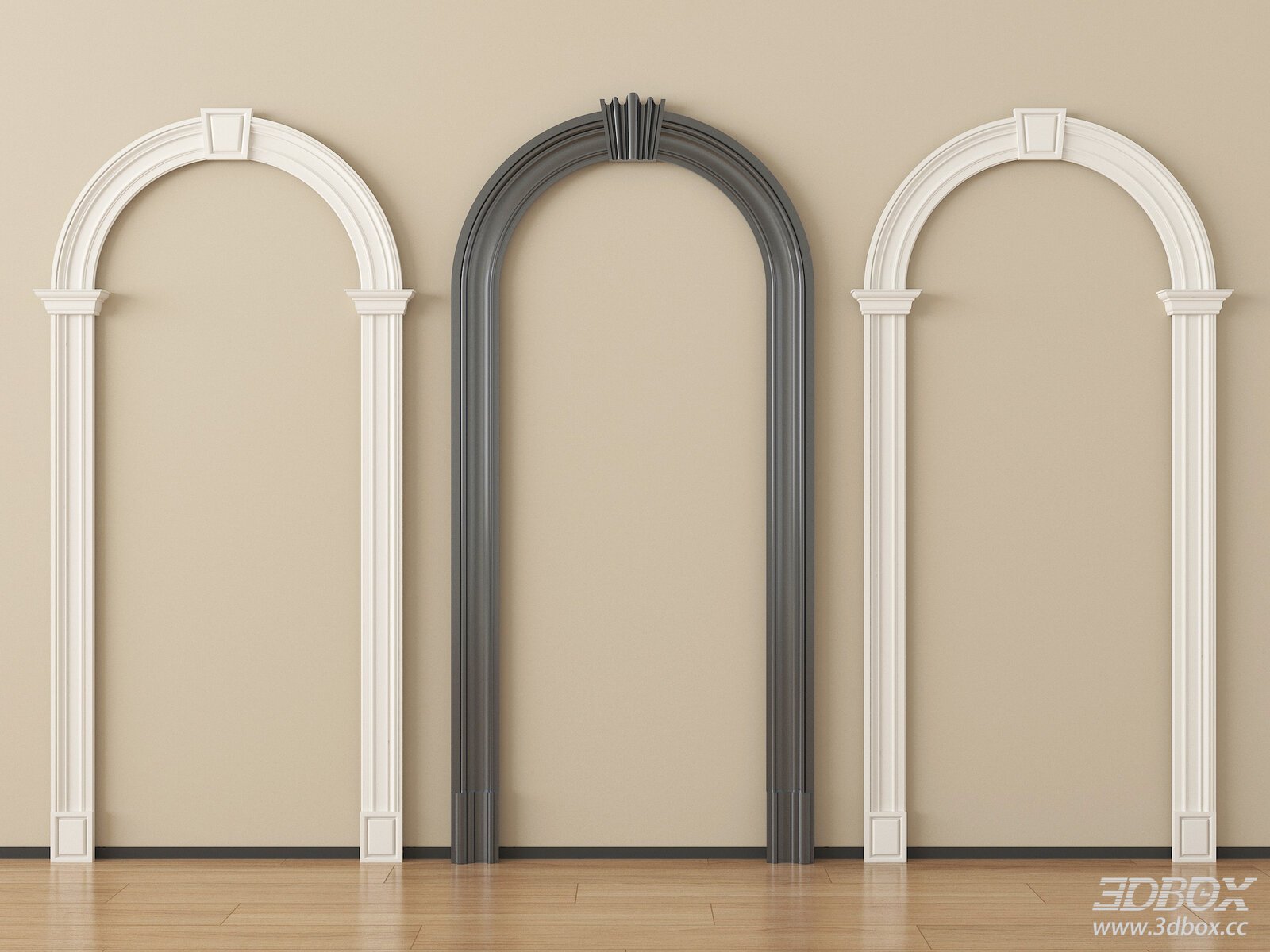 French Style Arched Doorway Molding Frames Set