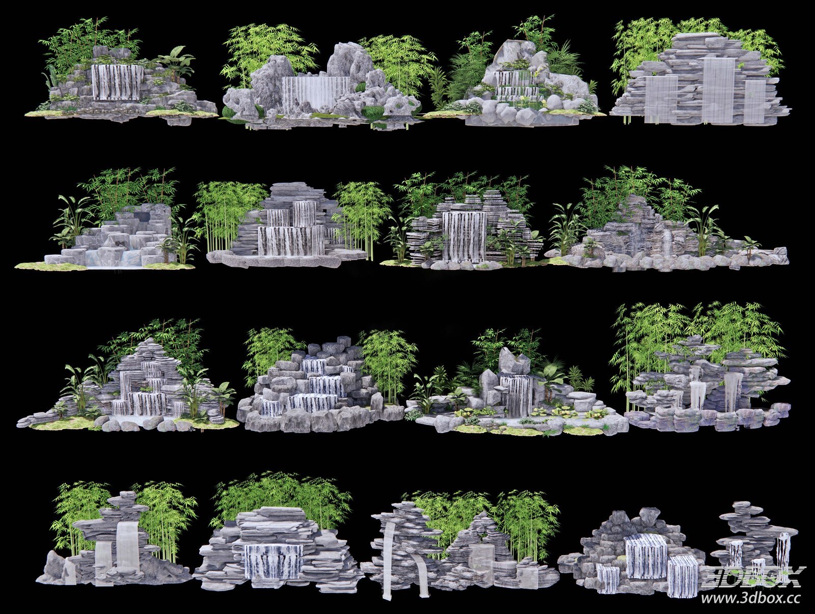 Chinese Style Rockery Waterfall Landscape Set