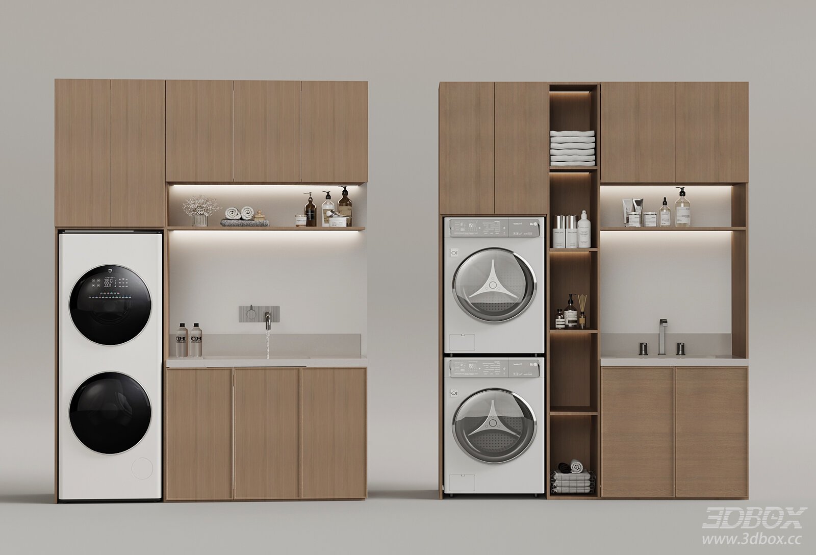 Modern Wooden Washing Machine Laundry Cabinet Set