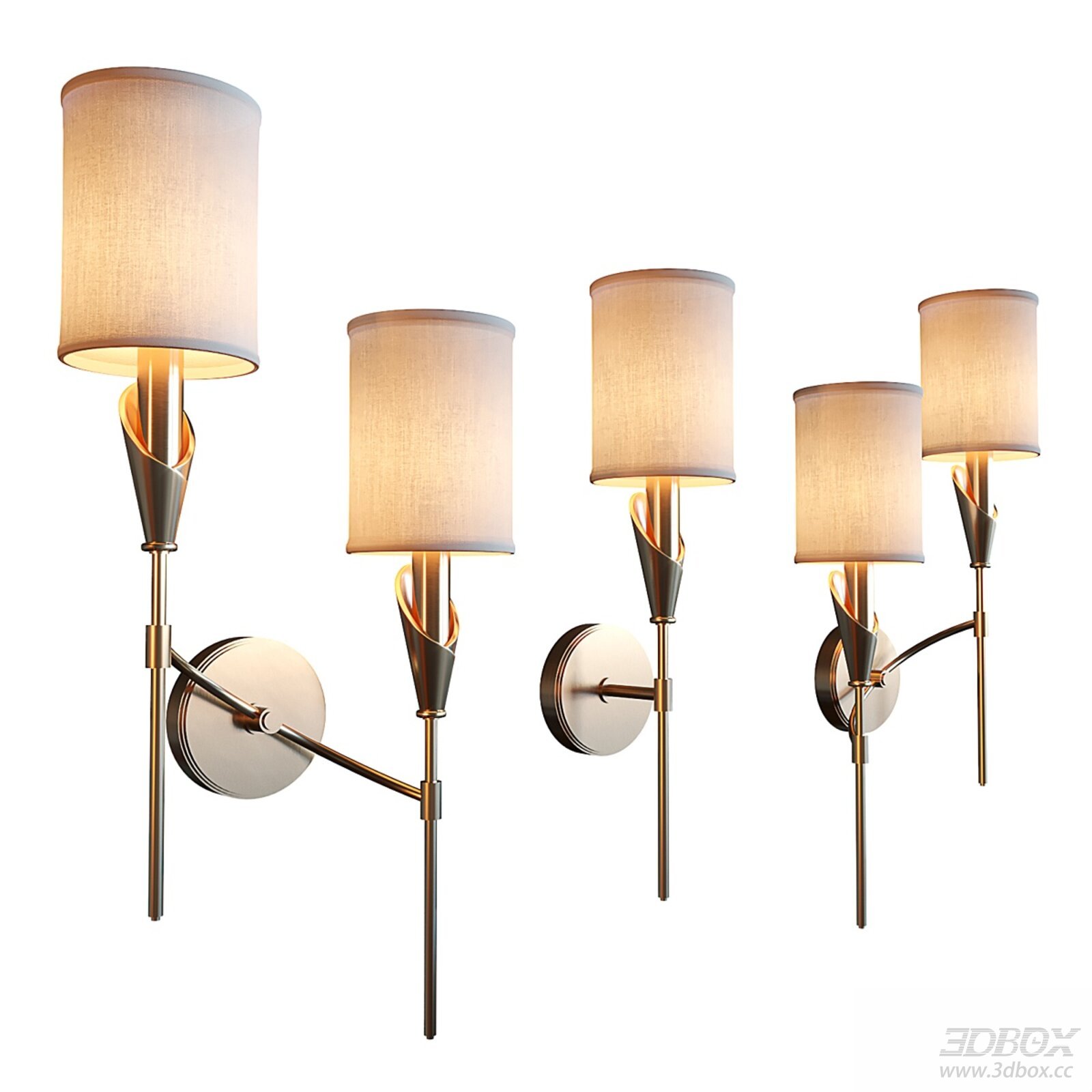 Modern Luxury Brass Wall Lamp with Fabric Shade
