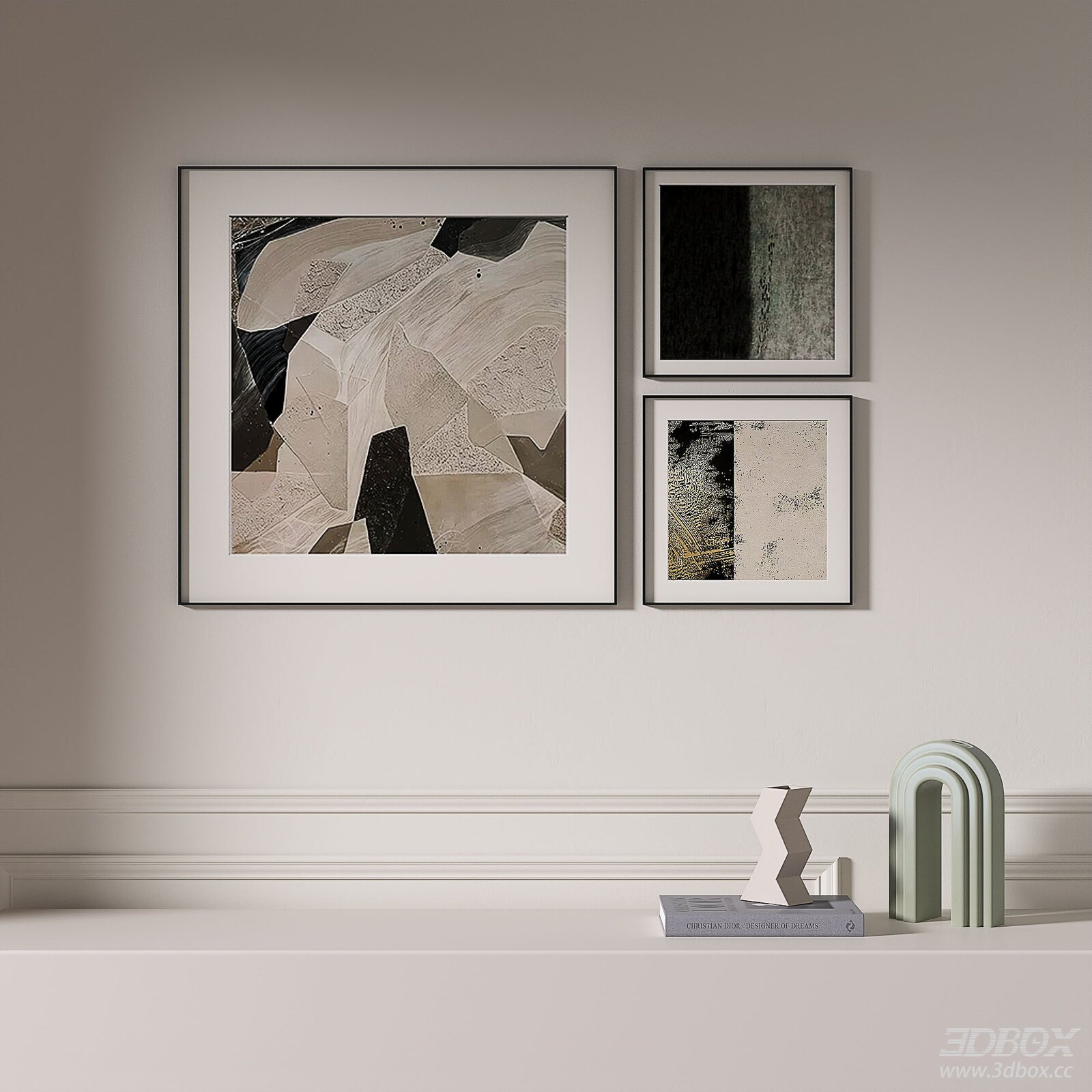 Modern Wabi Sabi Abstract Framed Wall Art Set