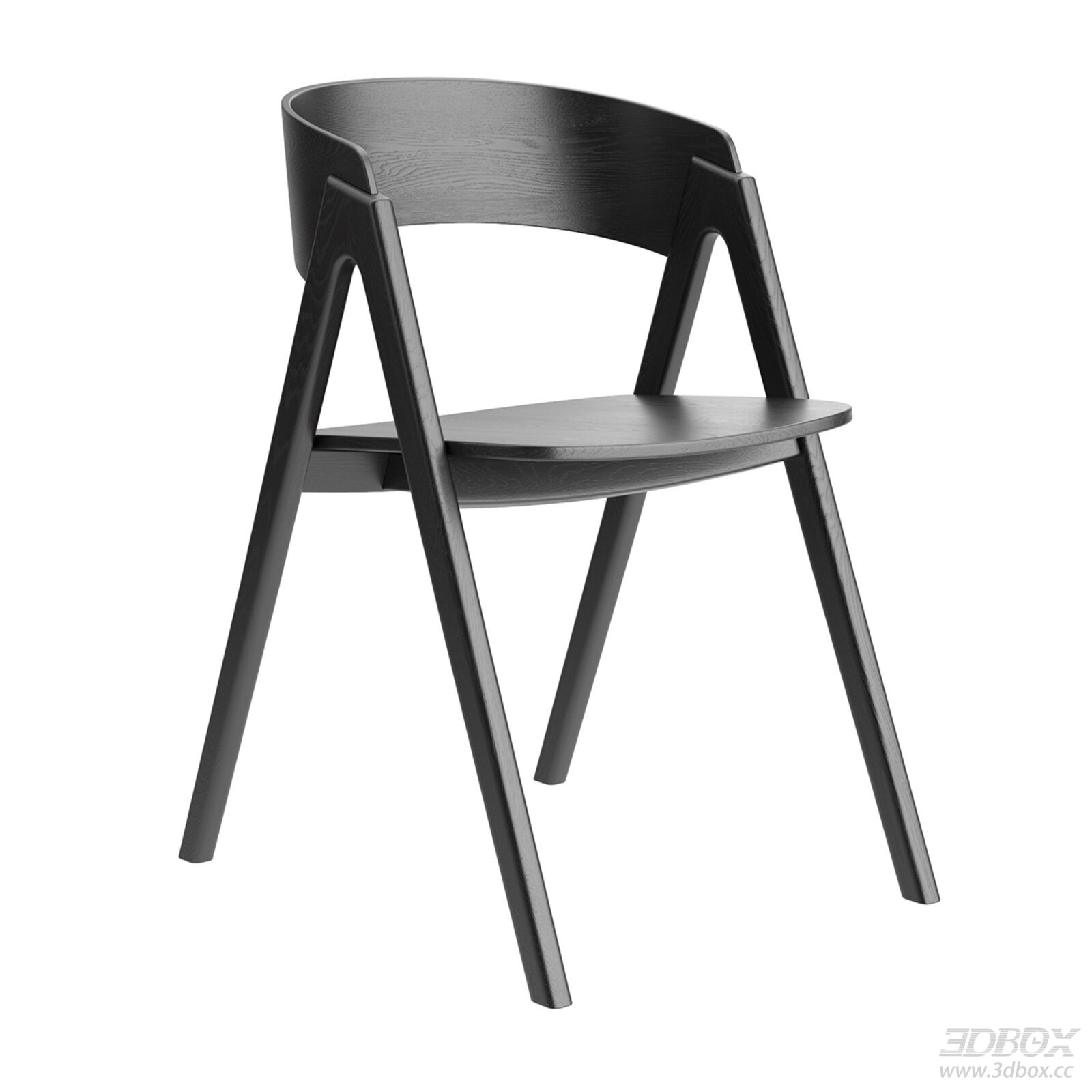 Minimalist Nordic Black Wooden Dining Armchair