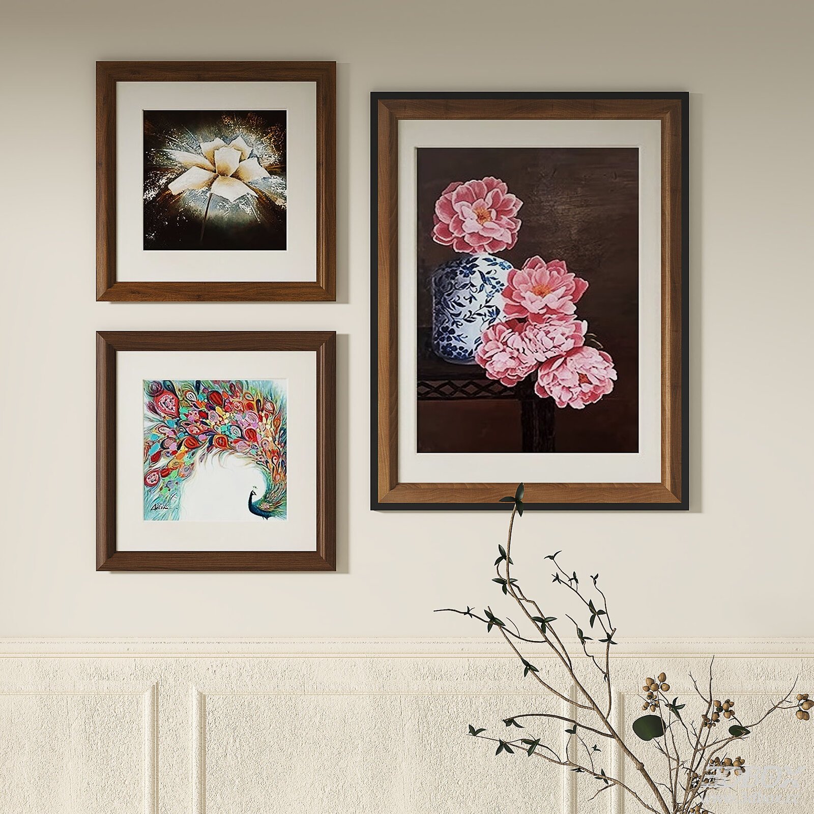 Modern French Retro Decorative Wall Art Framed Painting Set