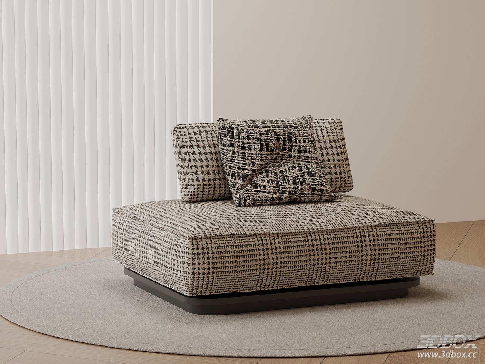 Modern Houndstooth Fabric Soft Seating Ottoman