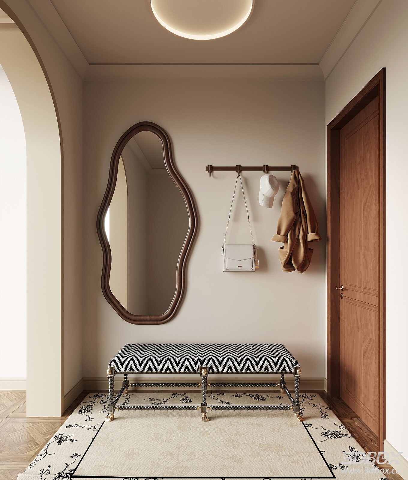 Mid Century Modern Entry Hallway Scene
