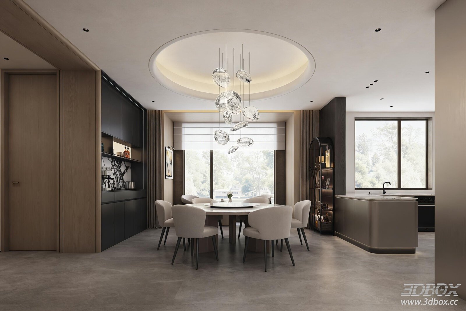 Modern Luxury Villa Kitchen and Dining Room Interior