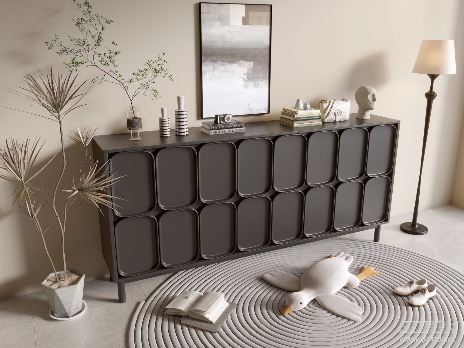 Modern Black Sideboard Minimalist Cabinet