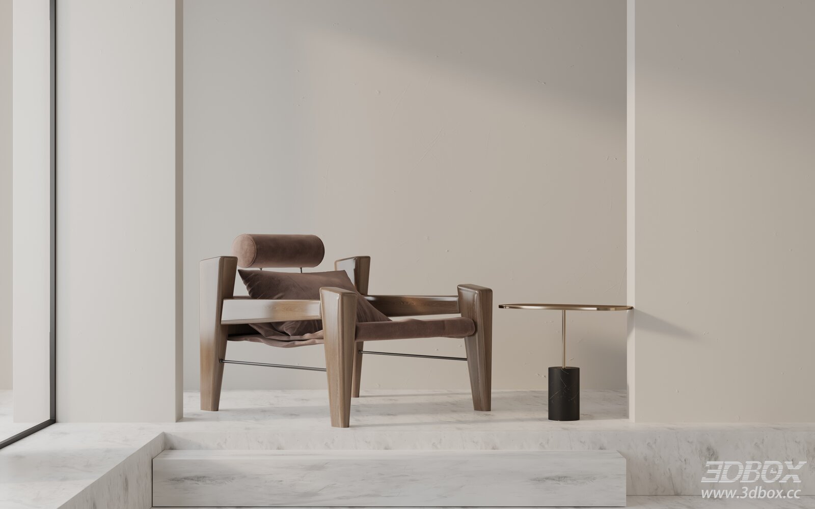 Modern Wooden Frame Velvet Upholstered Armchair