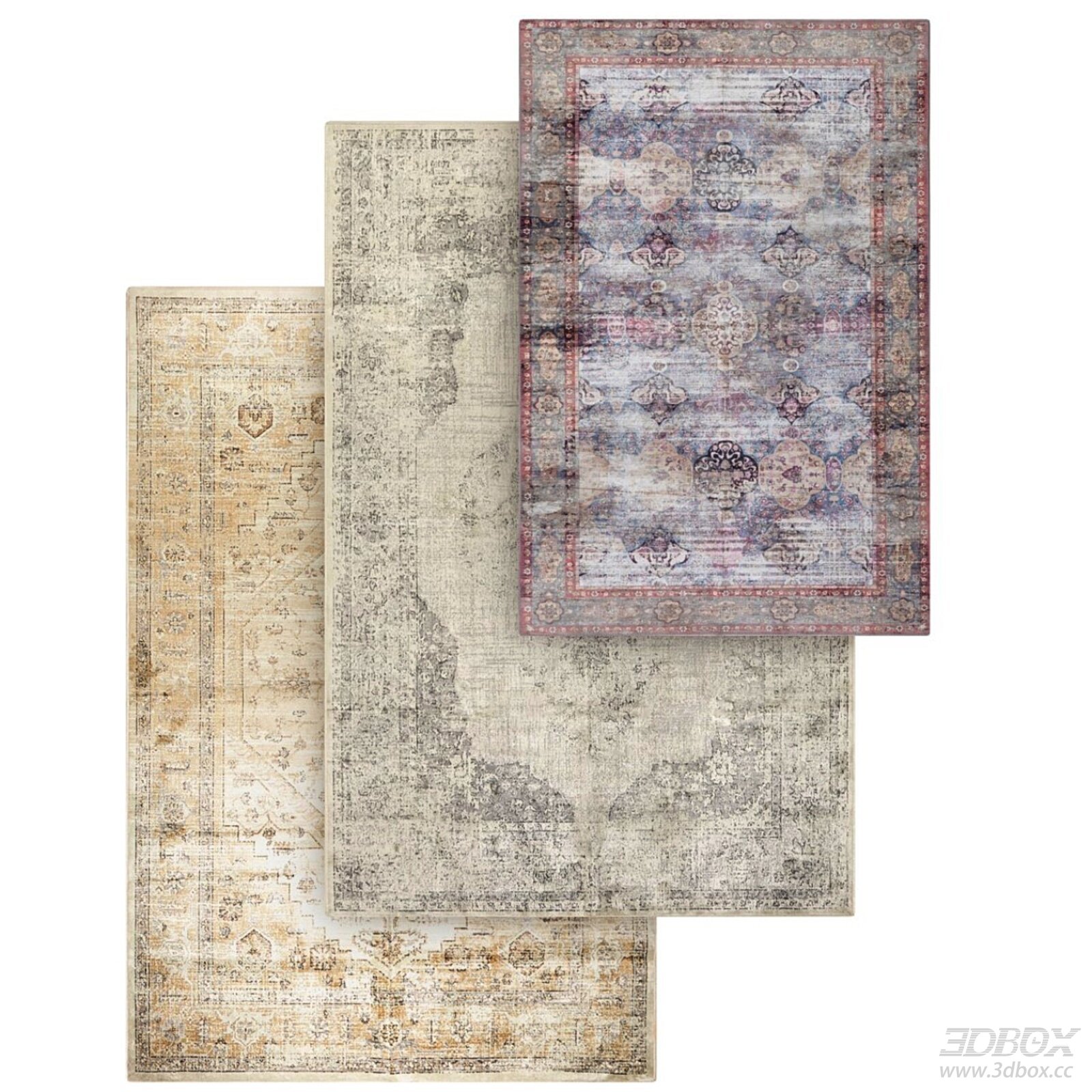 Vintage Distressed Oriental Carpet Set