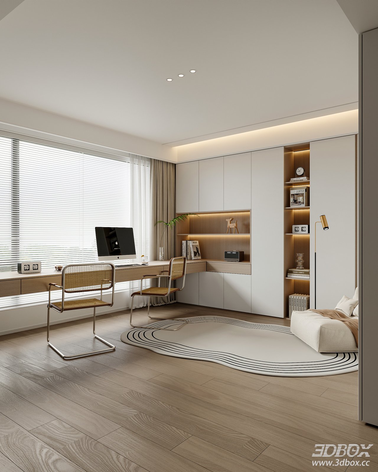Modern Minimalist Home Work Room Scene