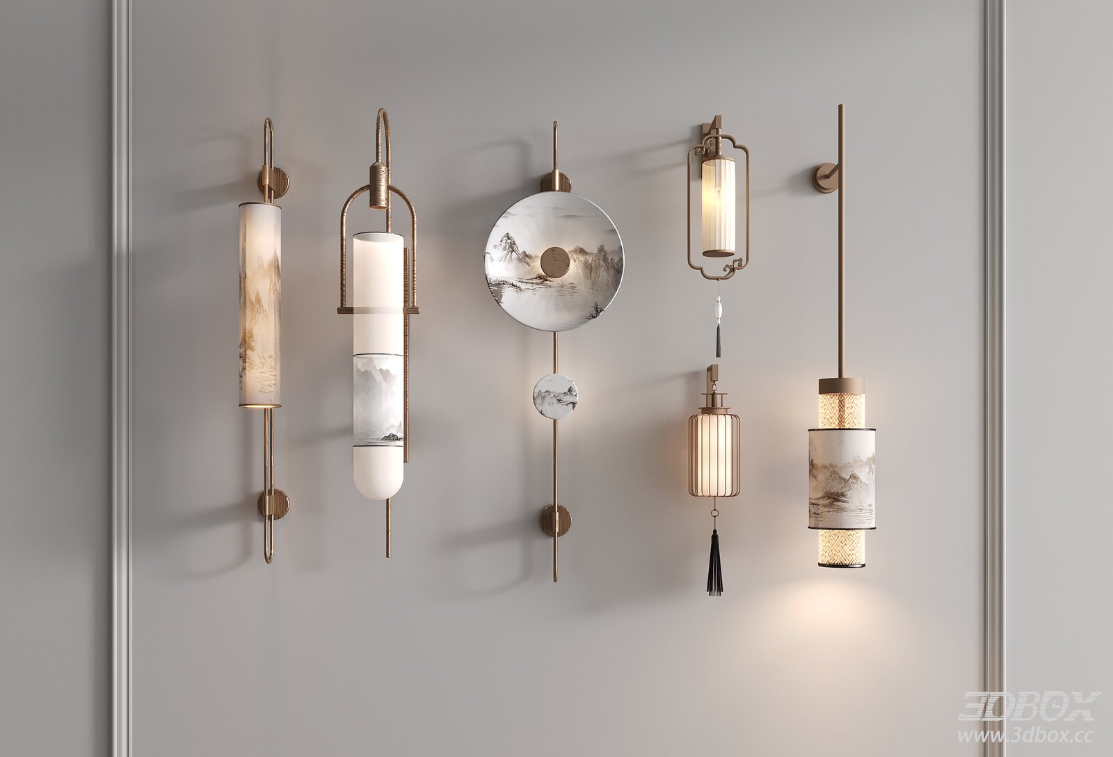 New Chinese Style Brass Wall Lamp Set