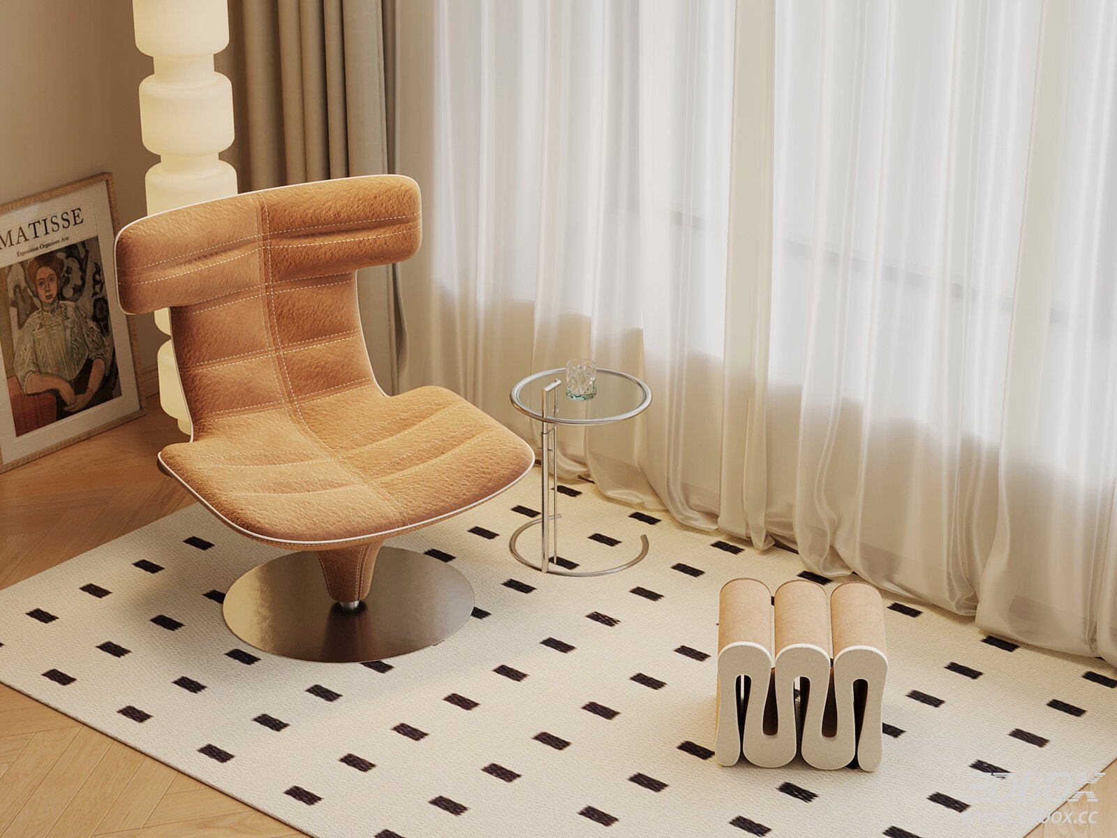 Modern Fabric Upholstered Swivel Armchair Set