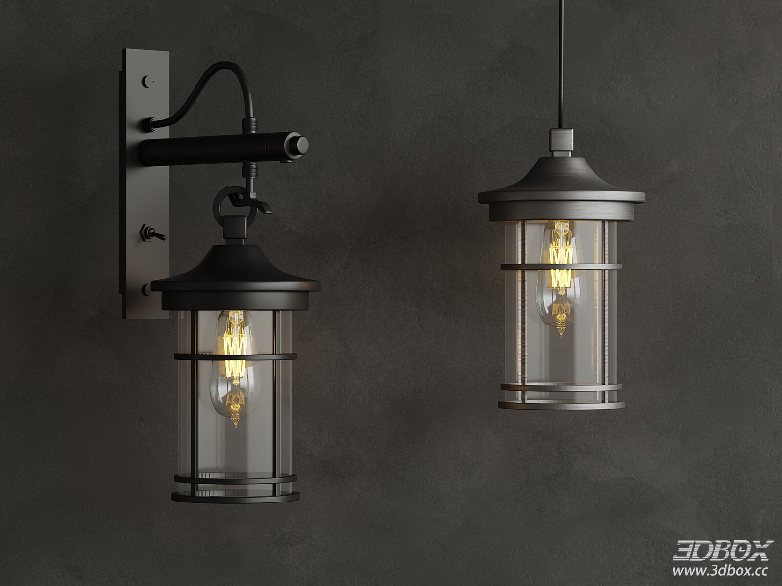 Industrial Wall Lamp and Pendant Lamp Set