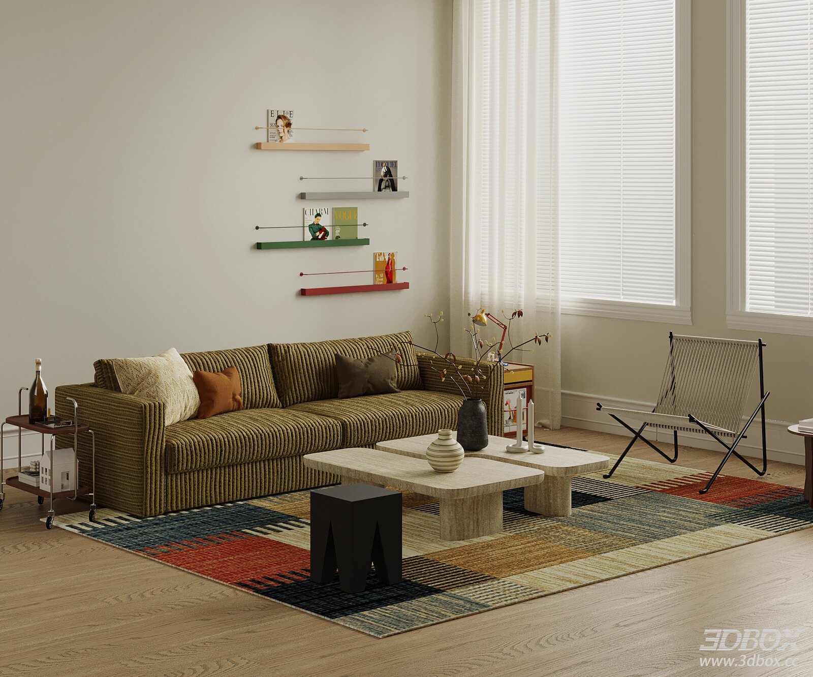Mid Century Modern Living Room Sofa Coffee Table Set