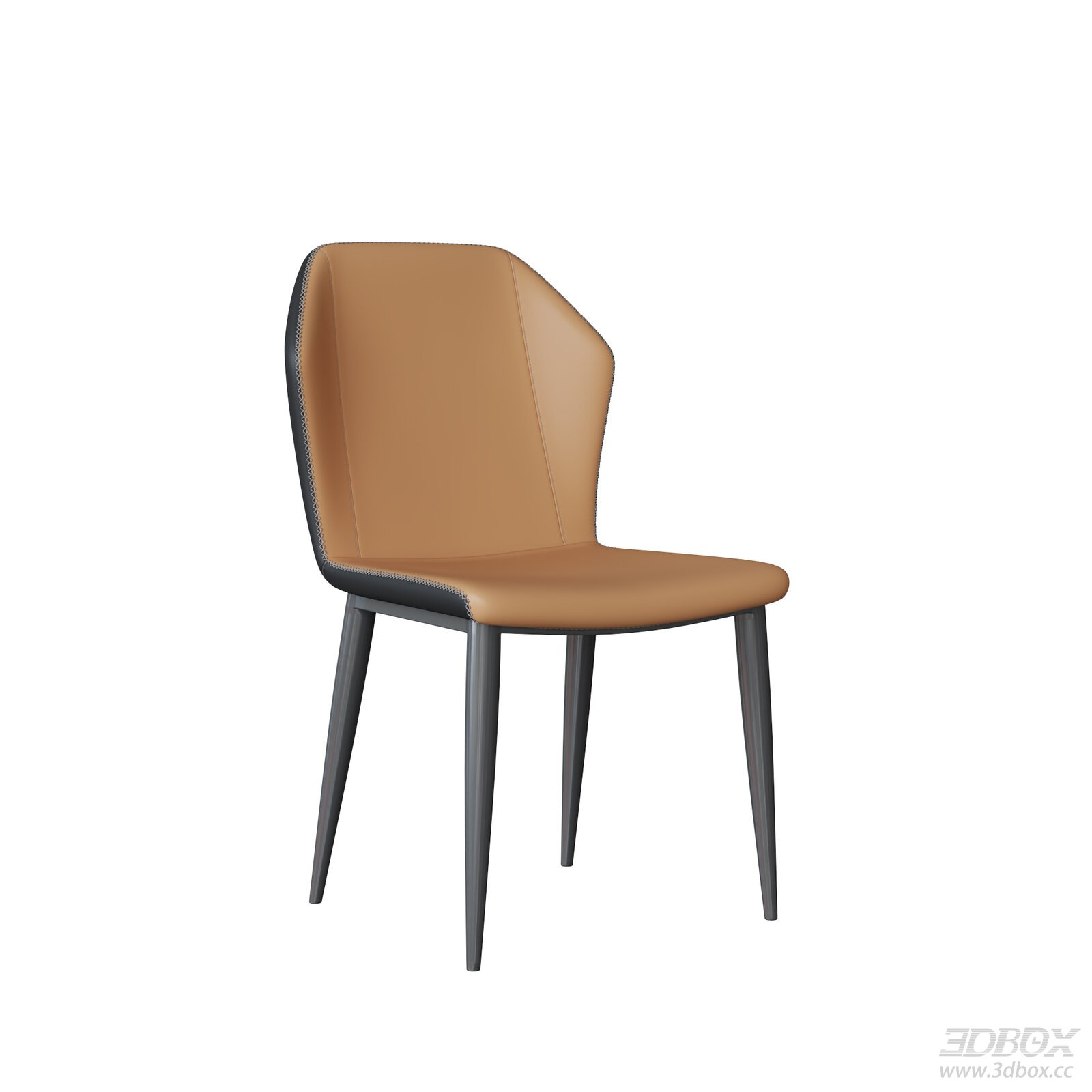 Modern Leather Dining Chair with Metal Legs