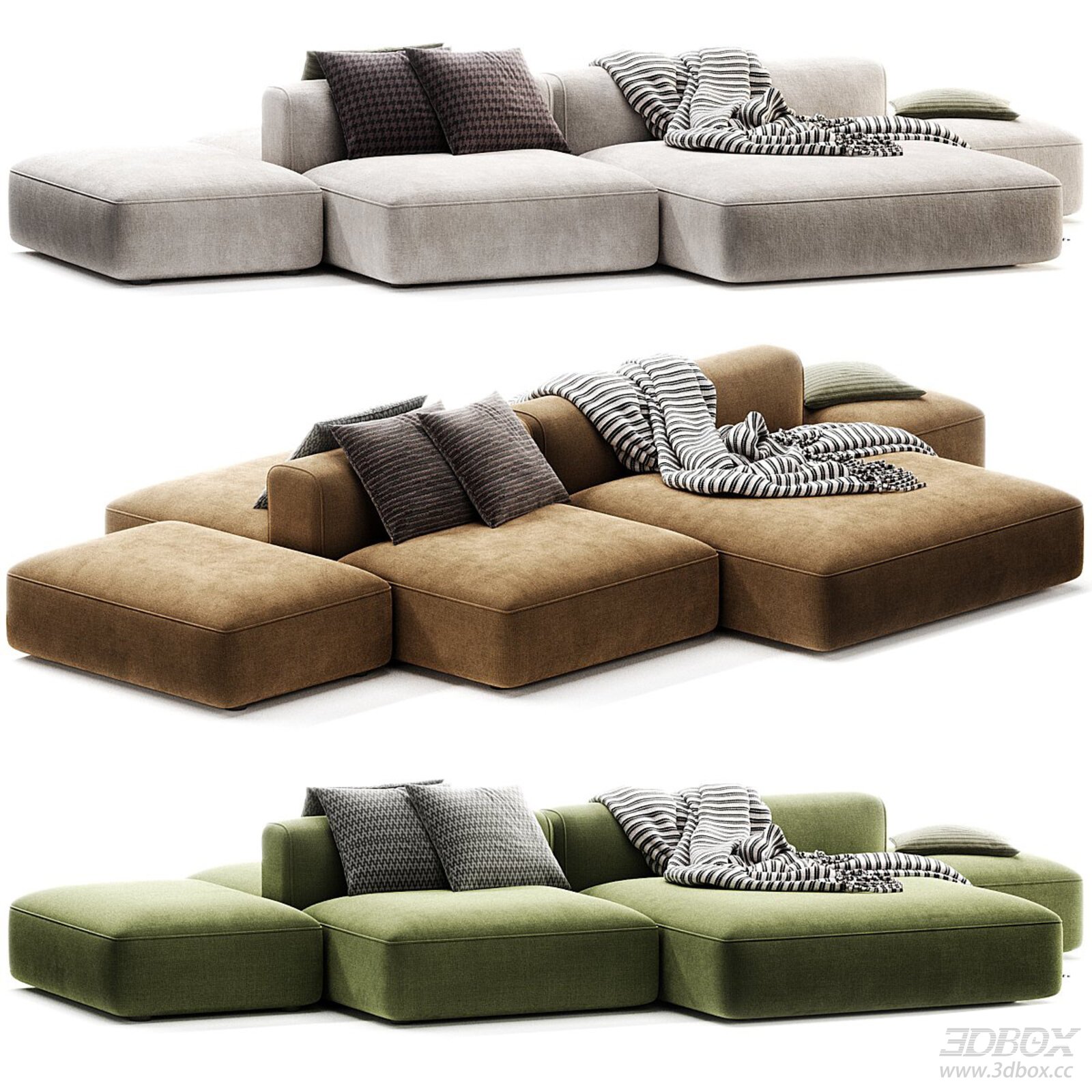 Modern Modular Sectional Fabric Leather Sofa Set