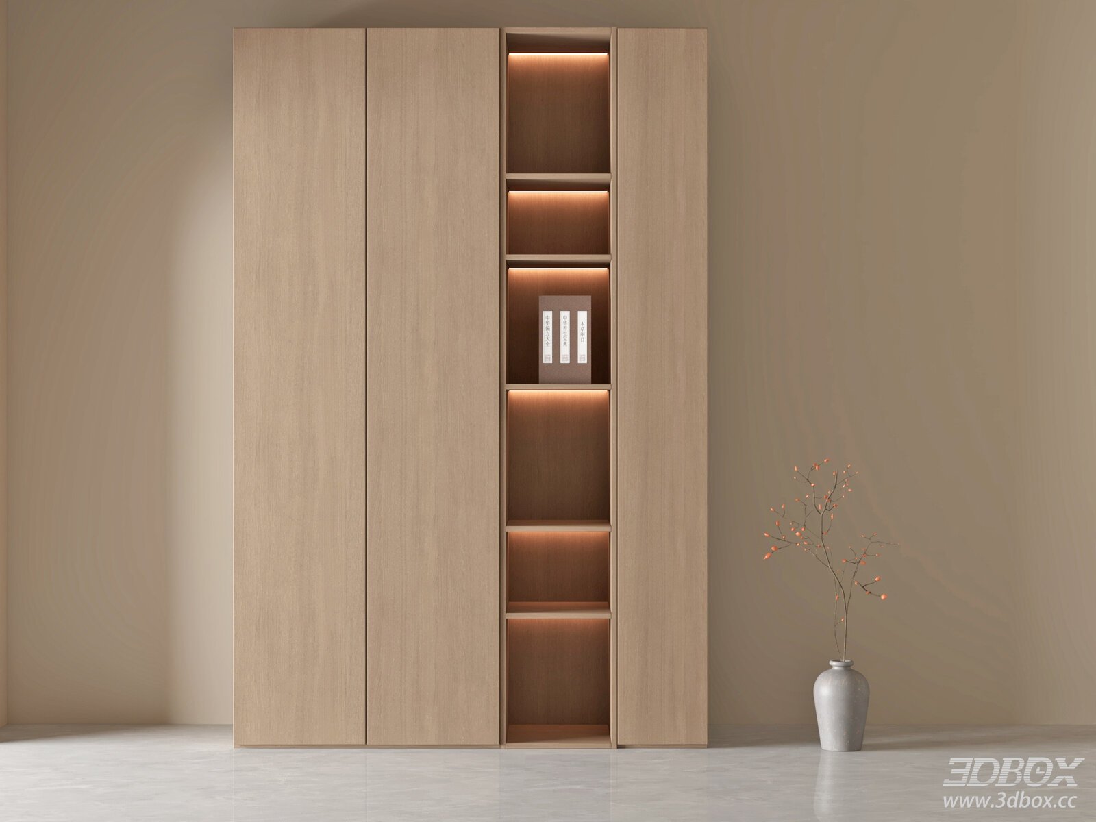 Modern Song Aesthetic Wooden Storage Display Cabinet
