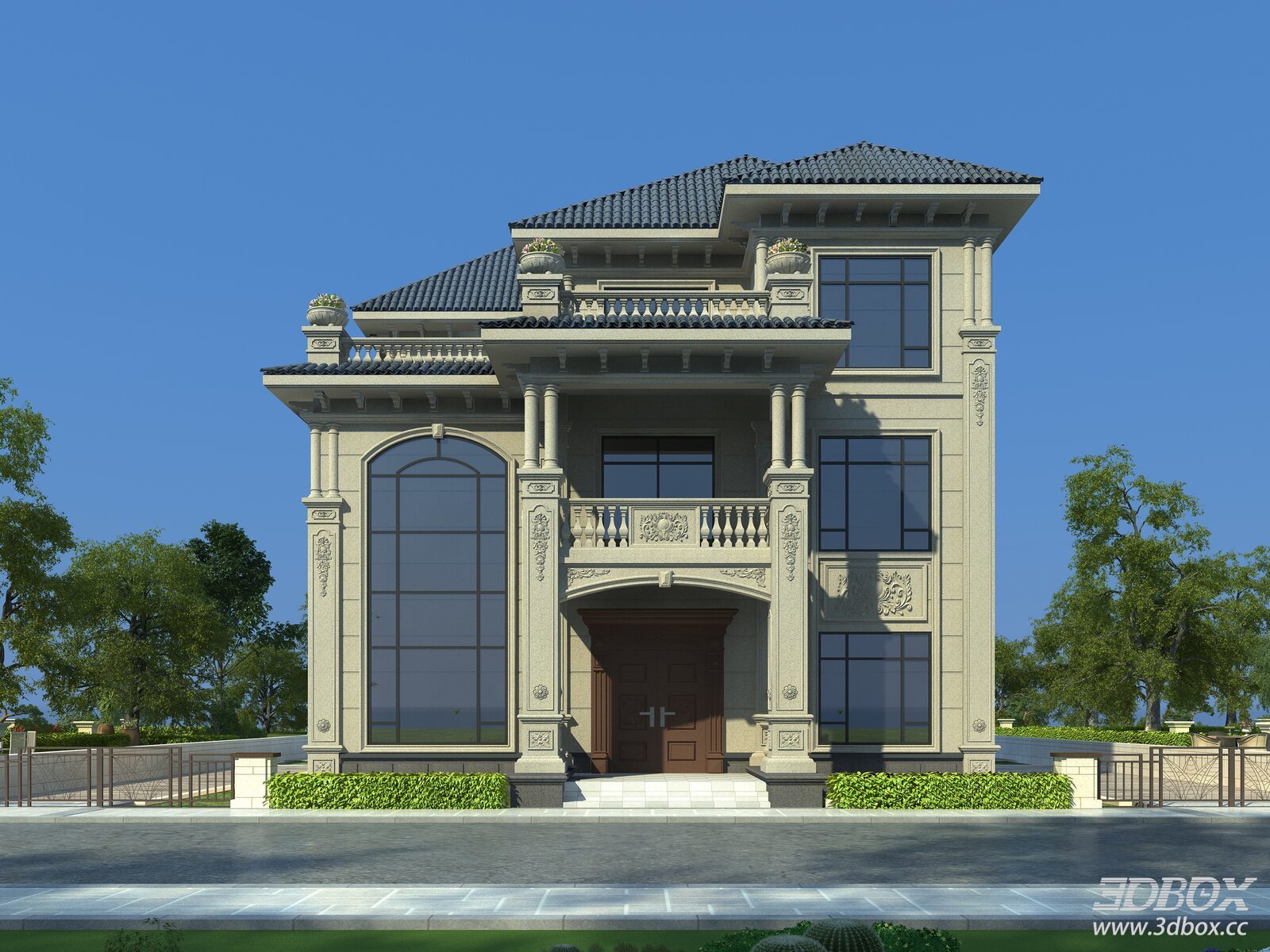 European Style Luxury Villa Exterior Scene