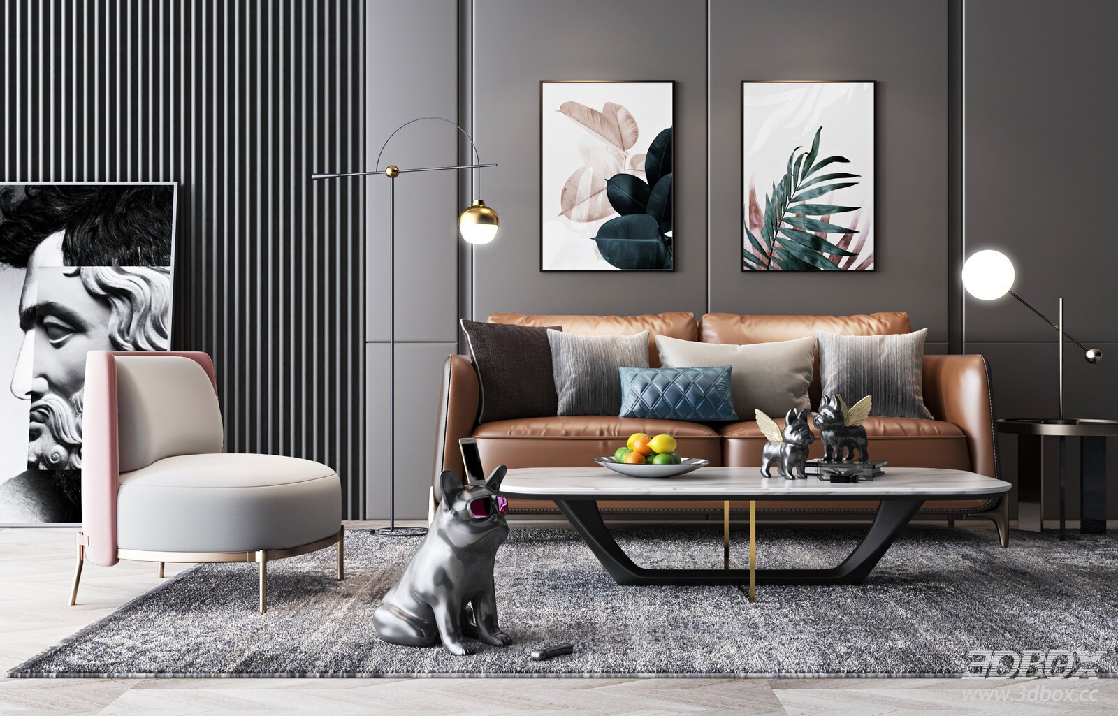 Modern Luxury Leather Sofa Set Living Room Scene