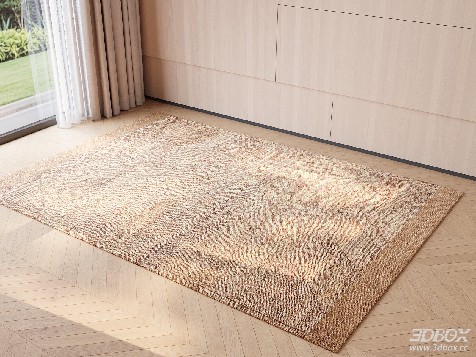 Modern Beige Wool Textured Carpet for Living Bedroom