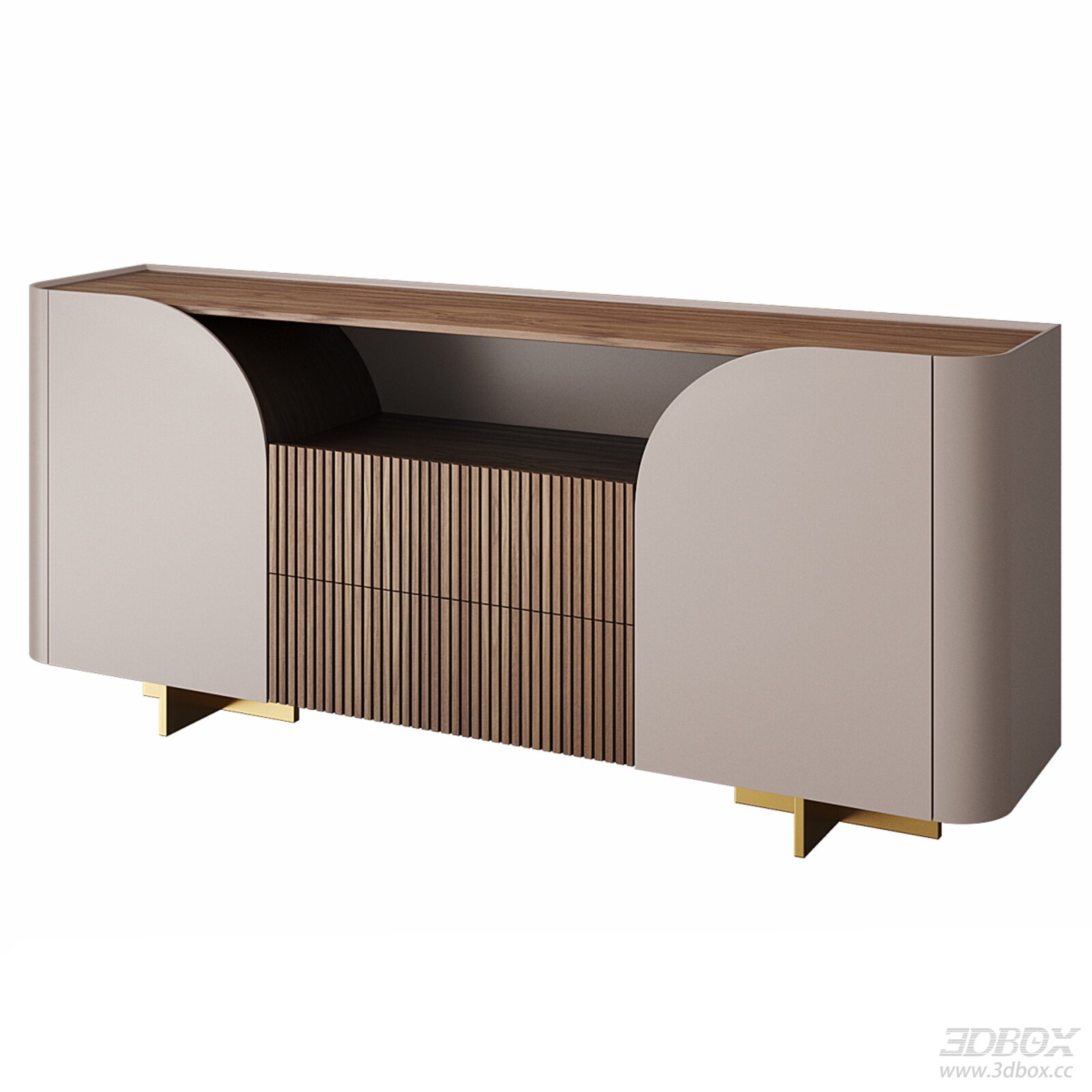 Nordic Minimalist TV Cabinet Sideboard with Wood and Gold Legs