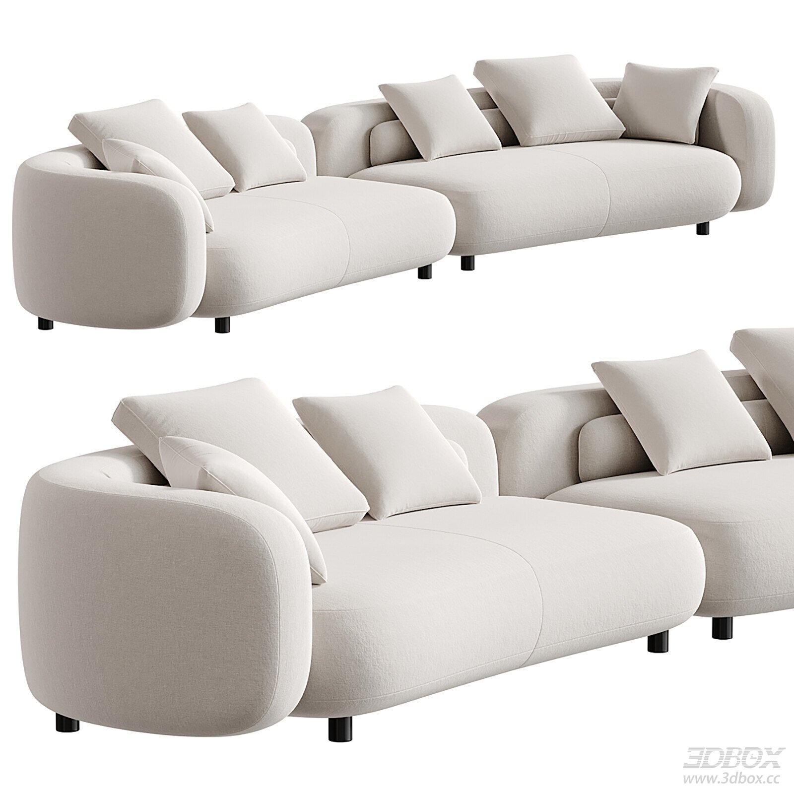 Minotti Modern Fabric Sofa Set Light Beige