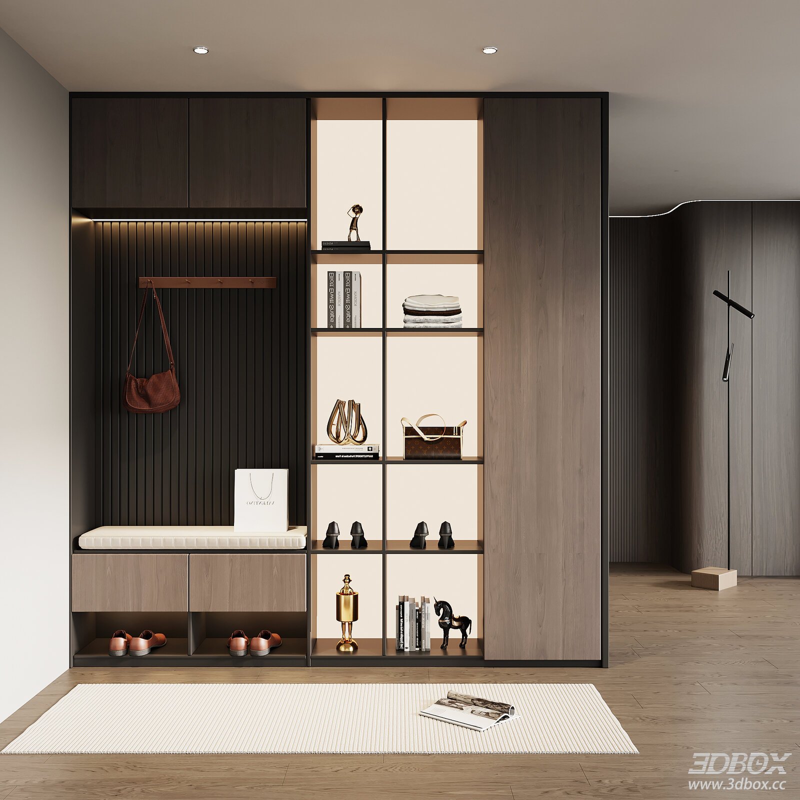 Modern Italian Style Hallway Entry Shoe Cabinet