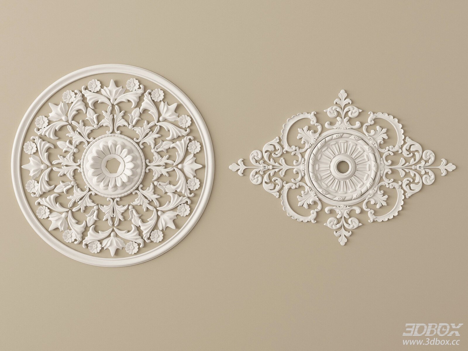 European Style Carved Gypsum Ceiling Rosette Set