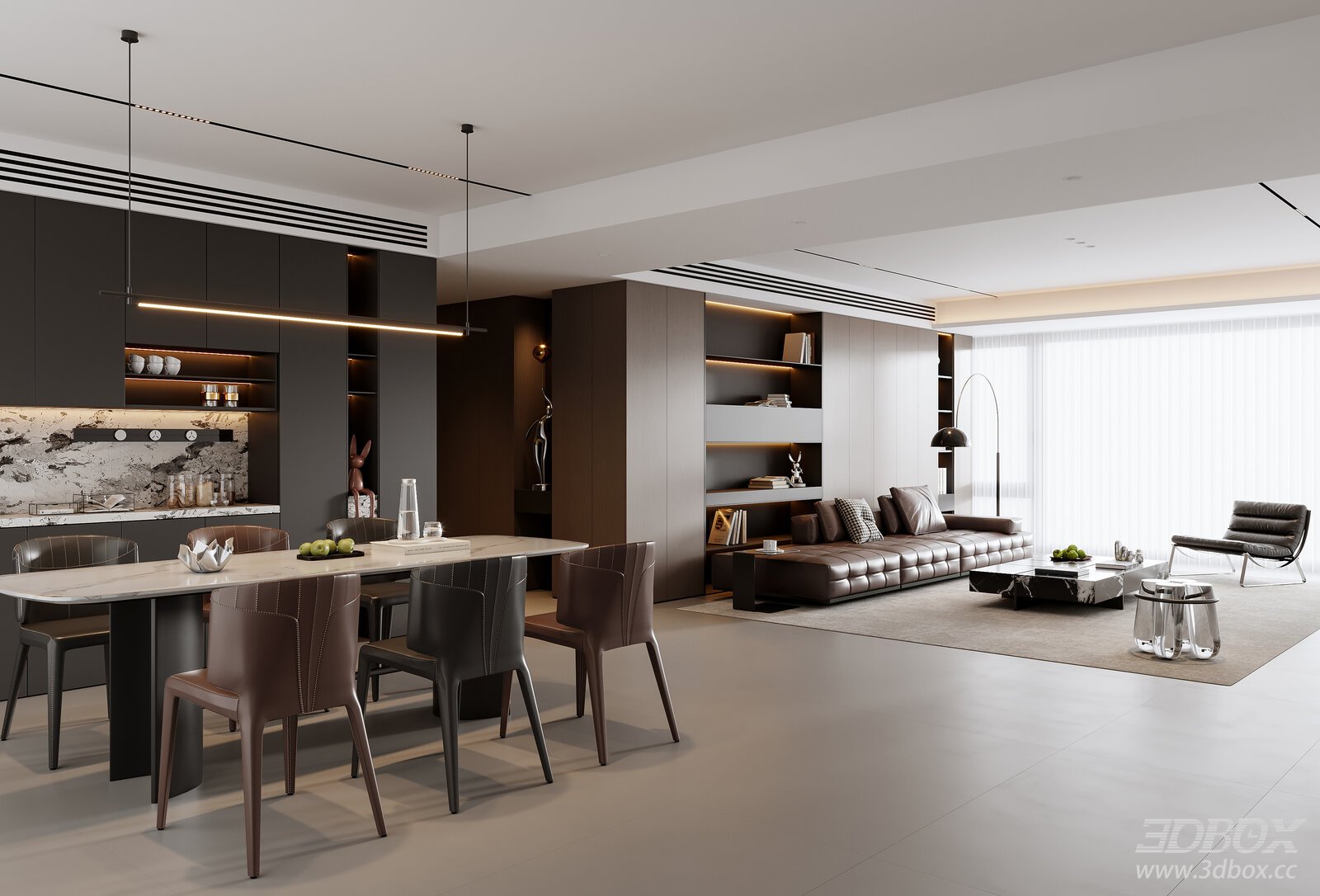 Modern Italian Style Living and Dining Room