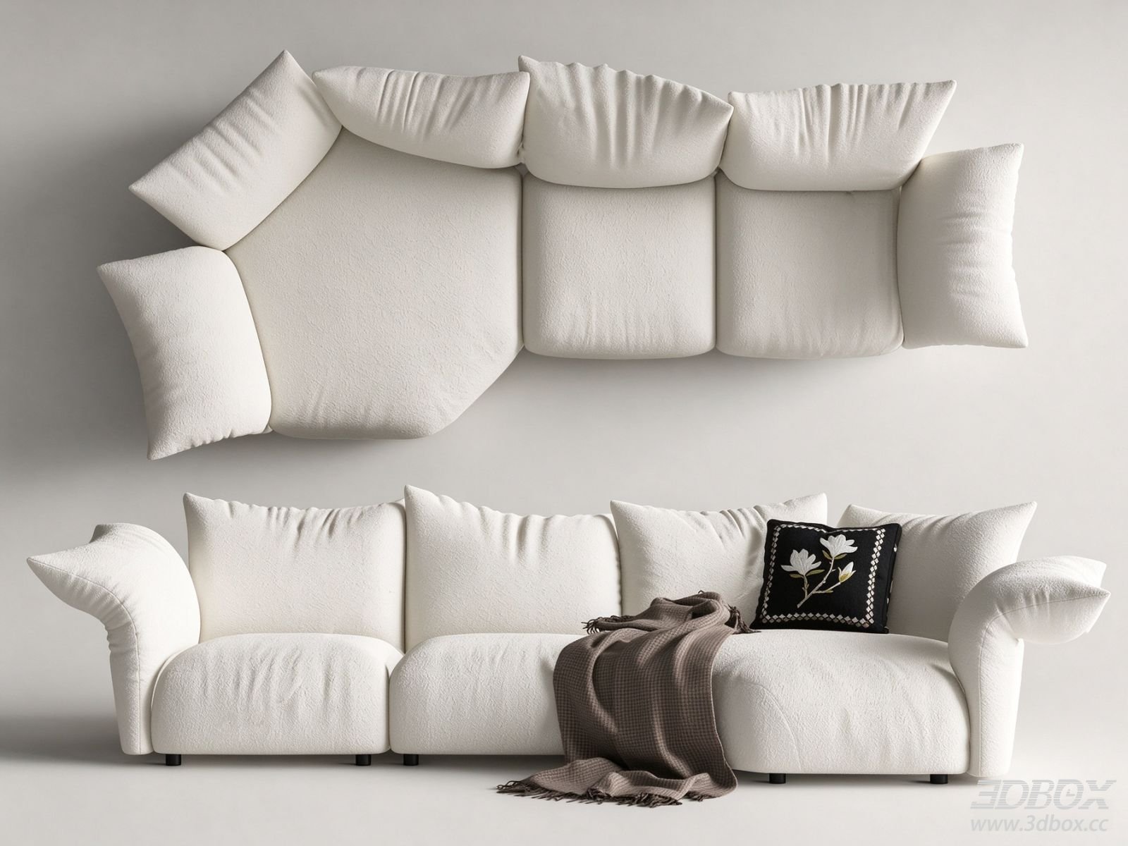 Modern White Fabric Modular Sofa Set