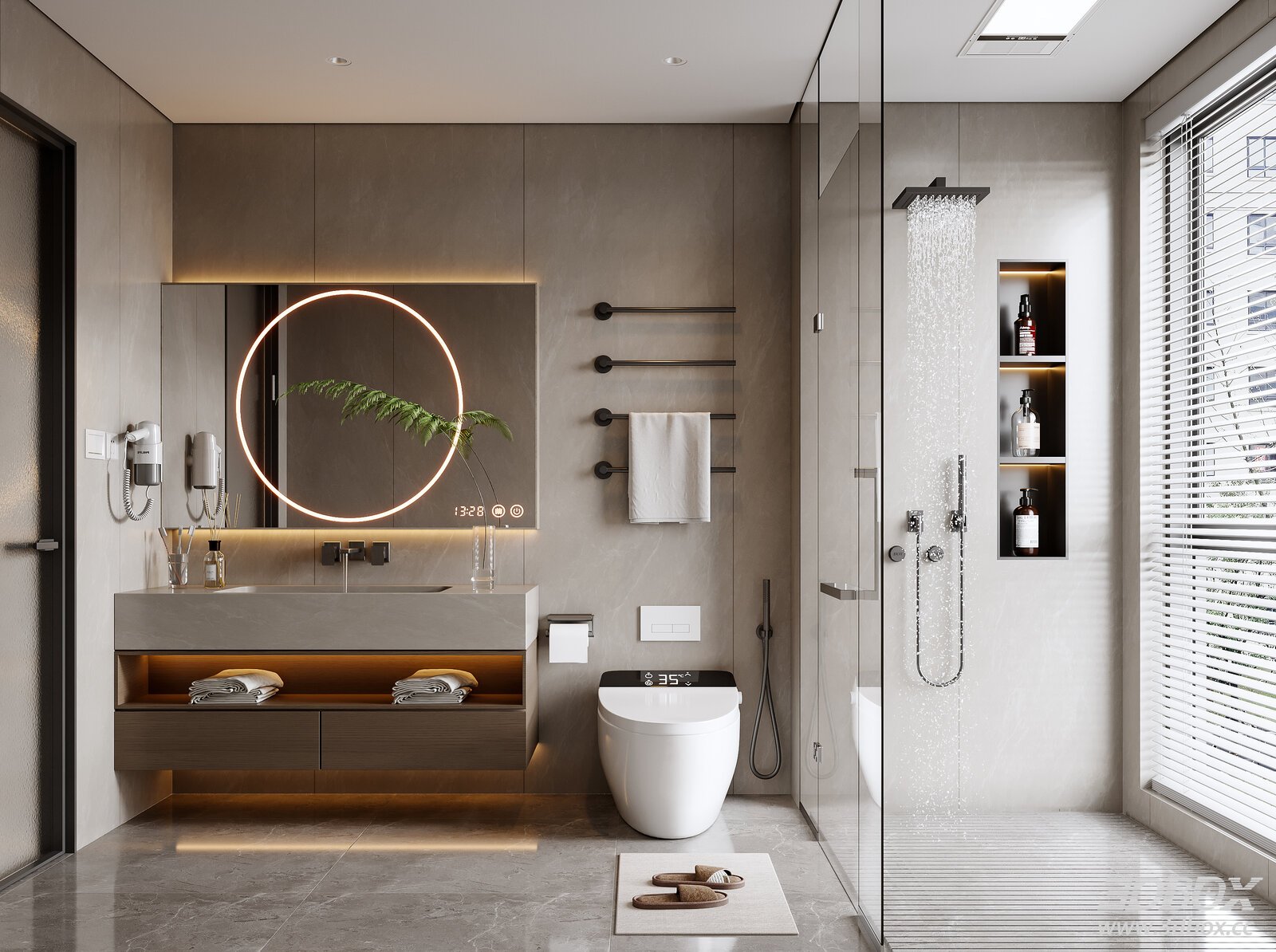Modern Italian Style Luxury Bathroom Interior Scene