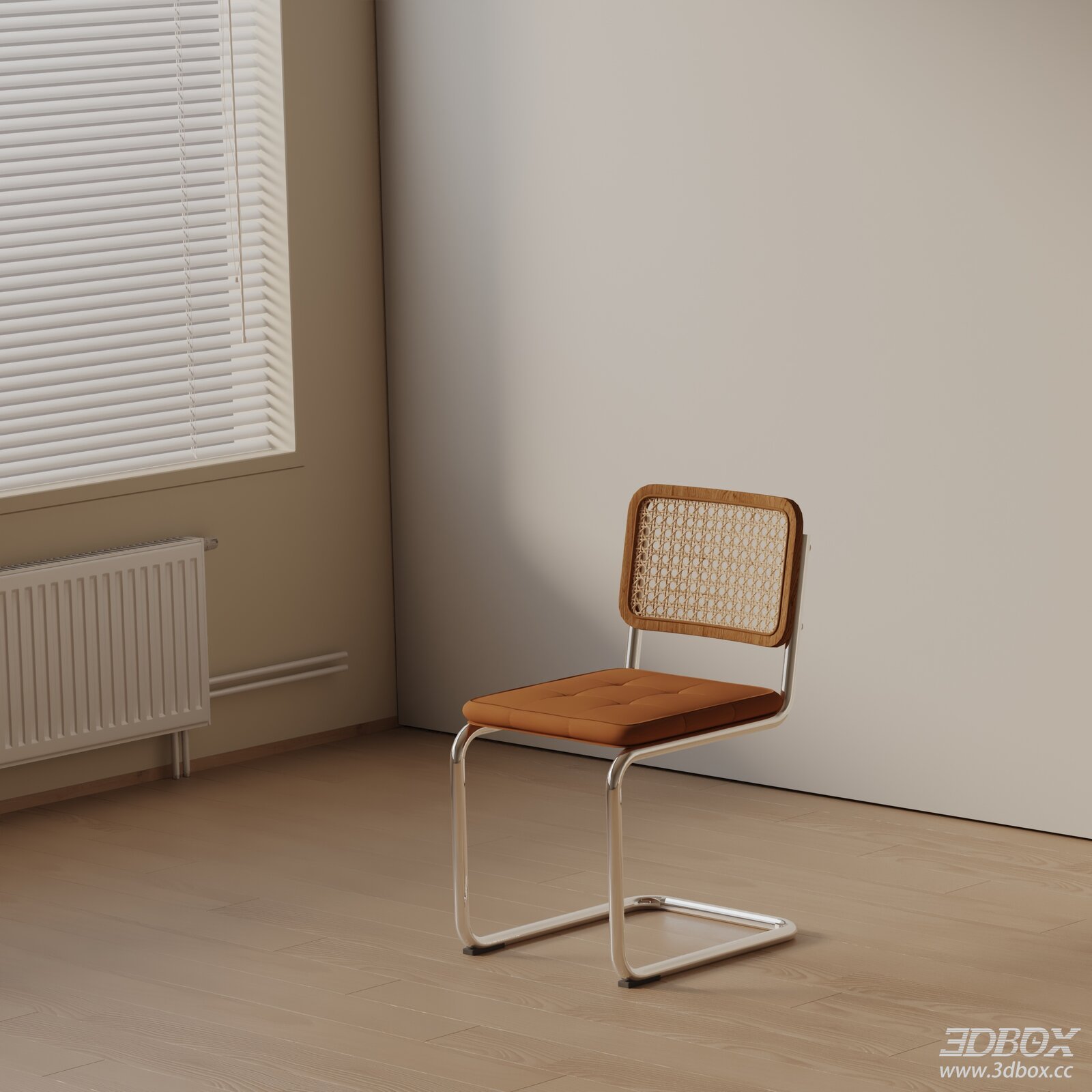 Modern Rattan Back Dining Chair with Leather Cushion