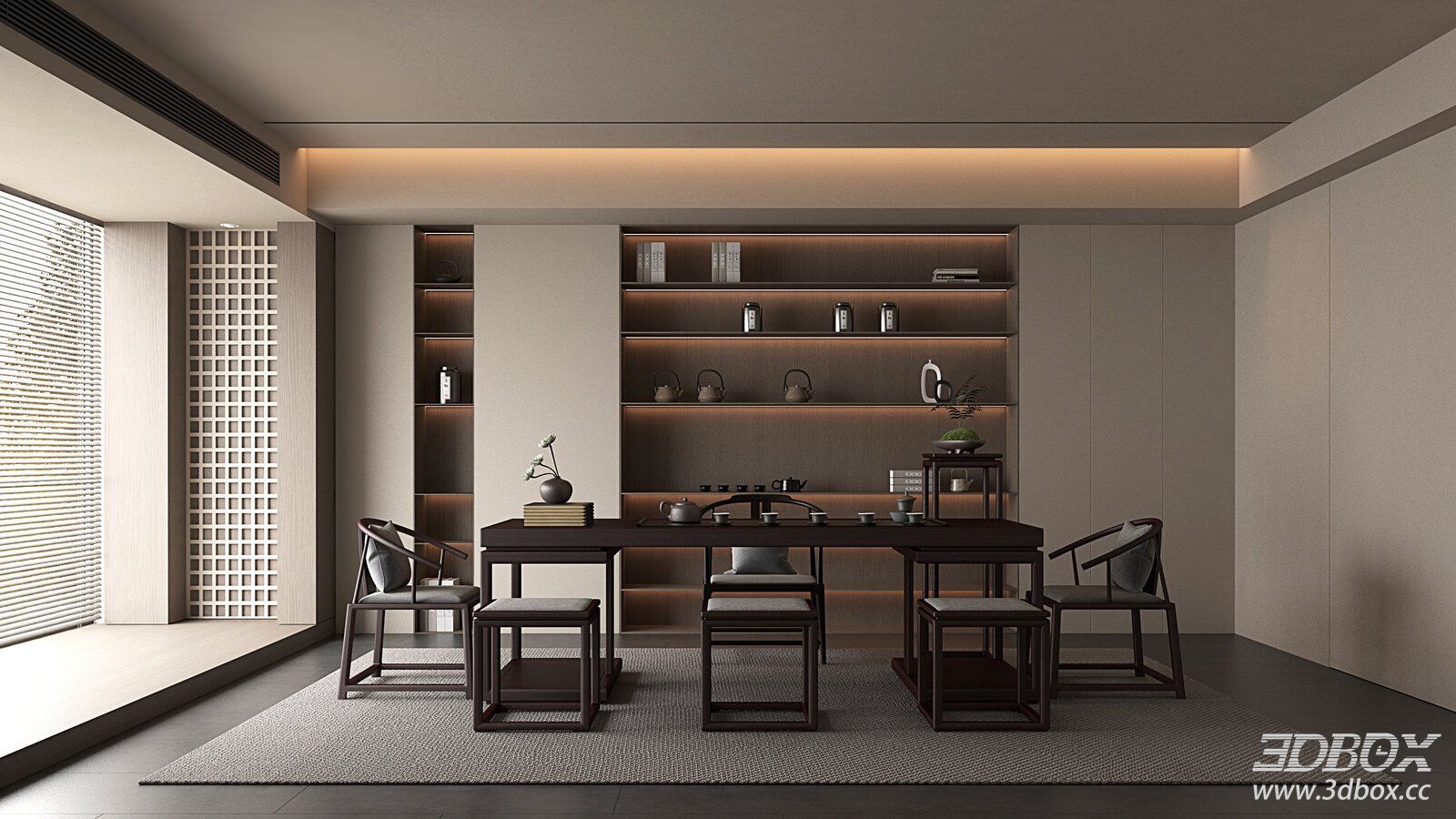 New Chinese Style Tea Room with Tea Table Furniture Set