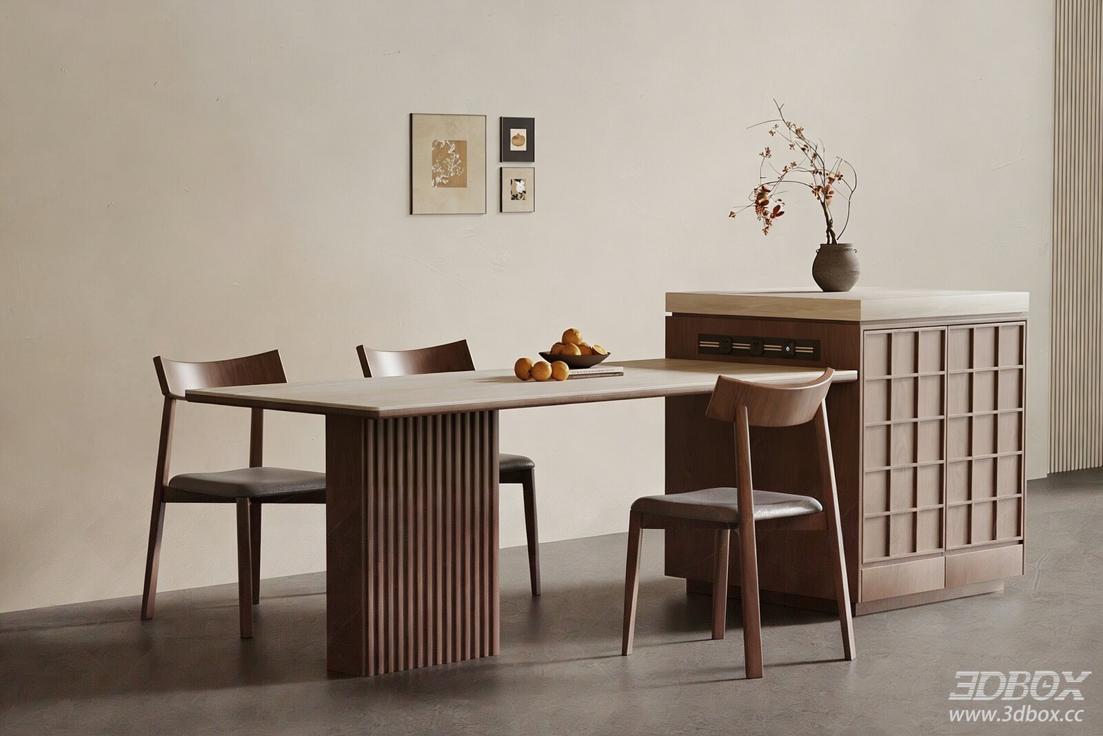 Mid-century Modern Dining Table Chairs with Kitchen Island Set