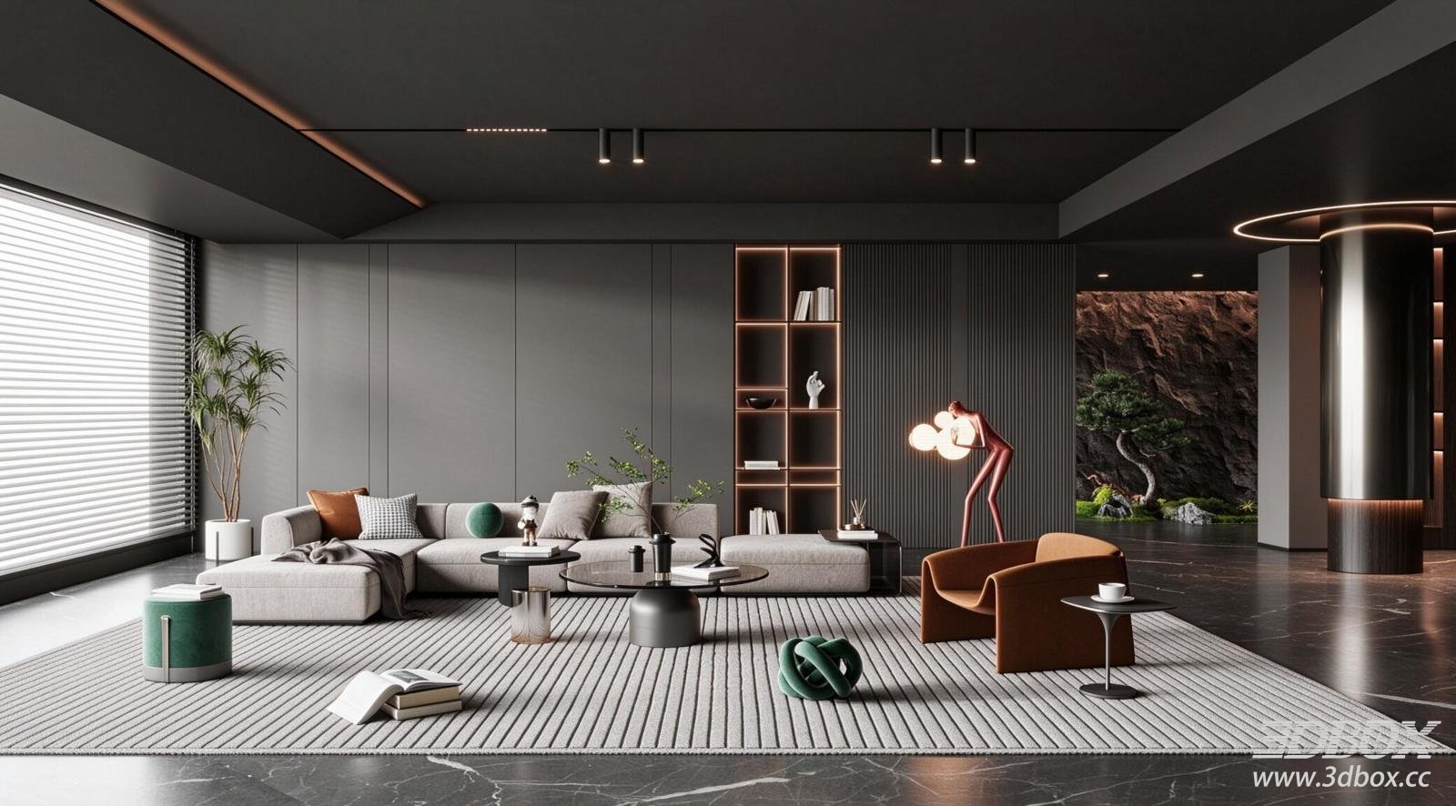 Modern Luxury Minimalist Living Room Interior with Sofa Set
