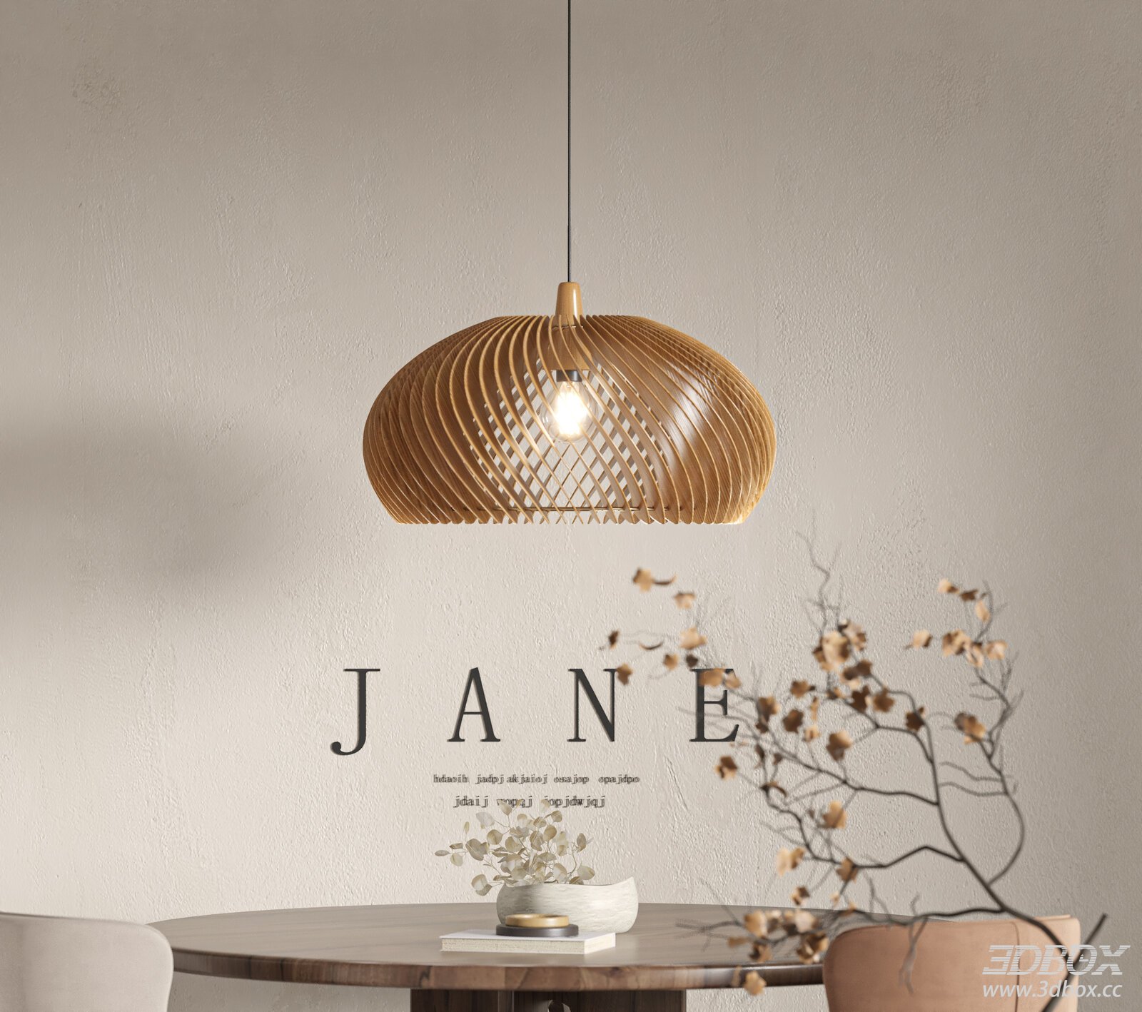 Wabi Sabi Mid Century Wooden Pendant Ceiling Lamp