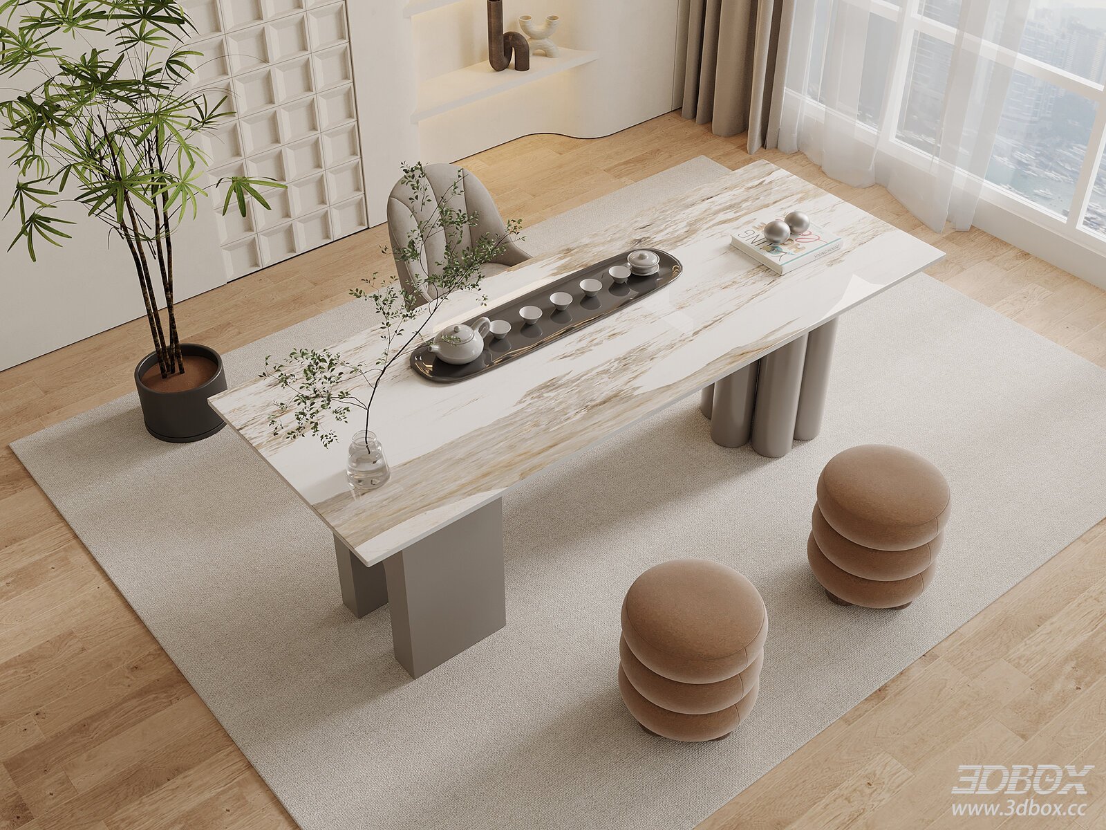 Modern Minimalist Marble Top Tea Table Room Set