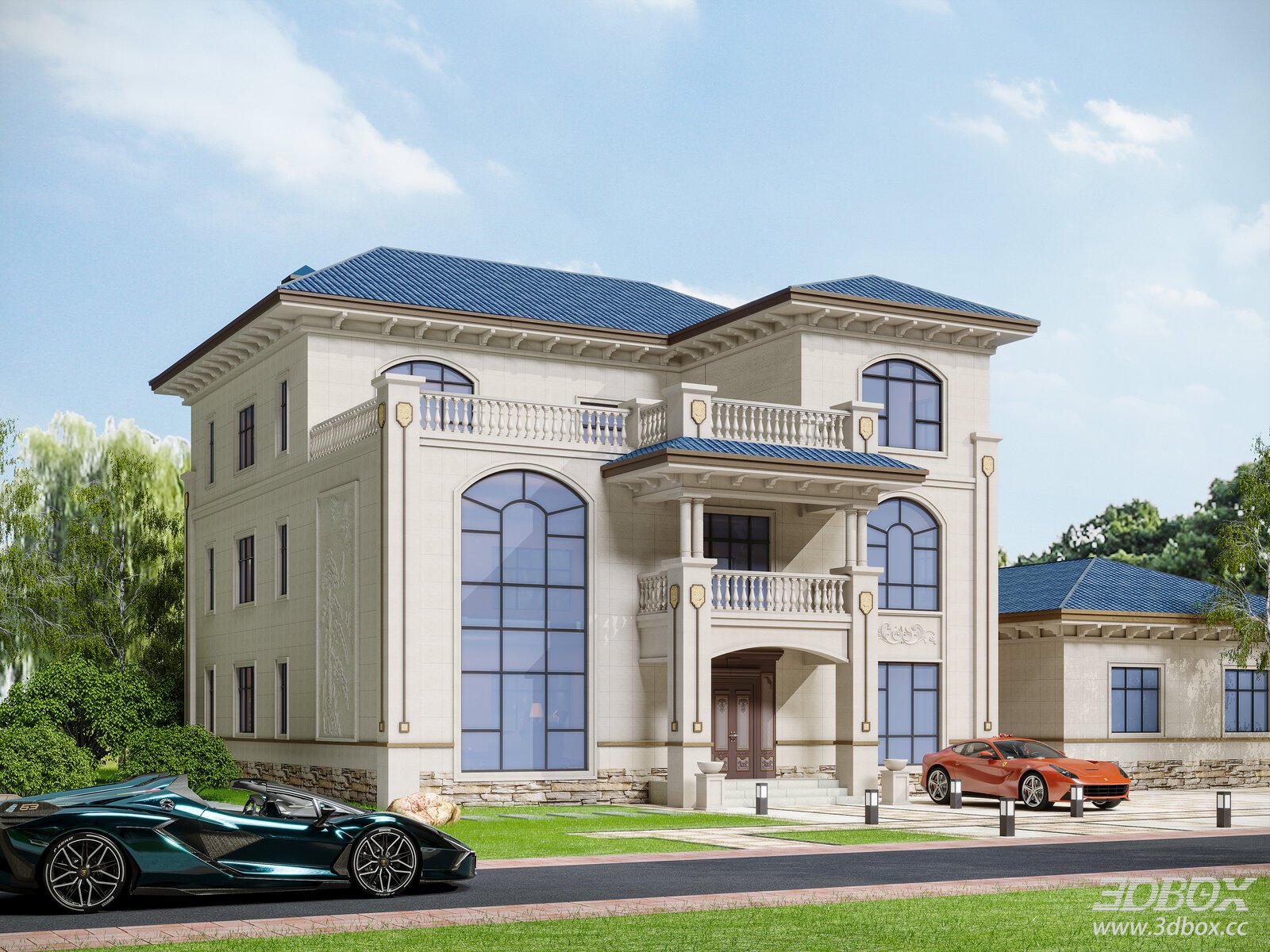Neoclassical Luxury Villa Exterior Scene